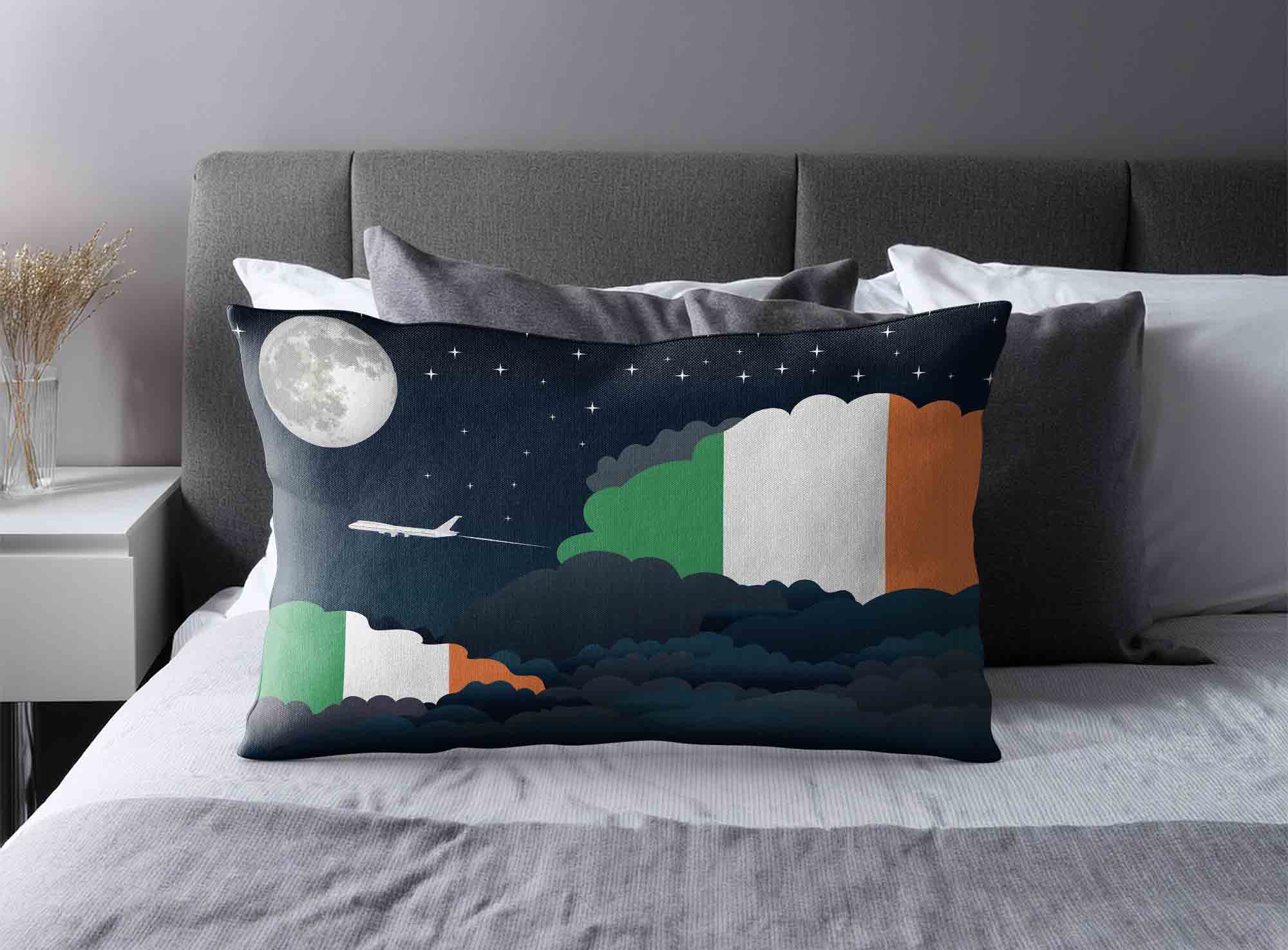 Ireland World Airplane Night Clouds Square & Rectangle Pillow Cases | Aviation Night Sky Decorative Throw Pillow Covers image 2