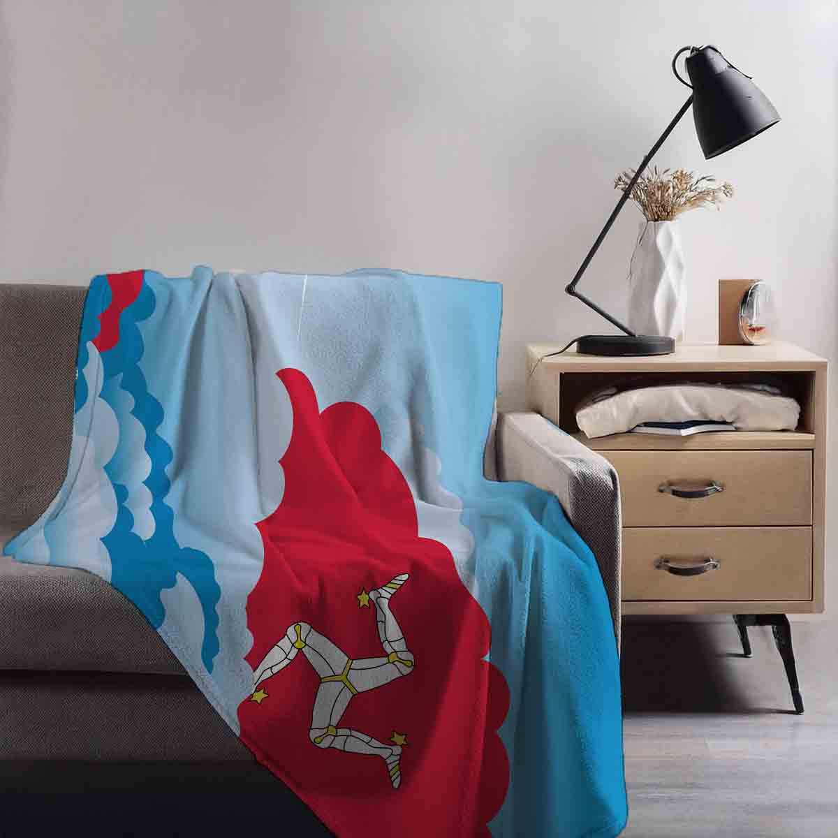 Isle of Man Day Clouds Blanket Throw