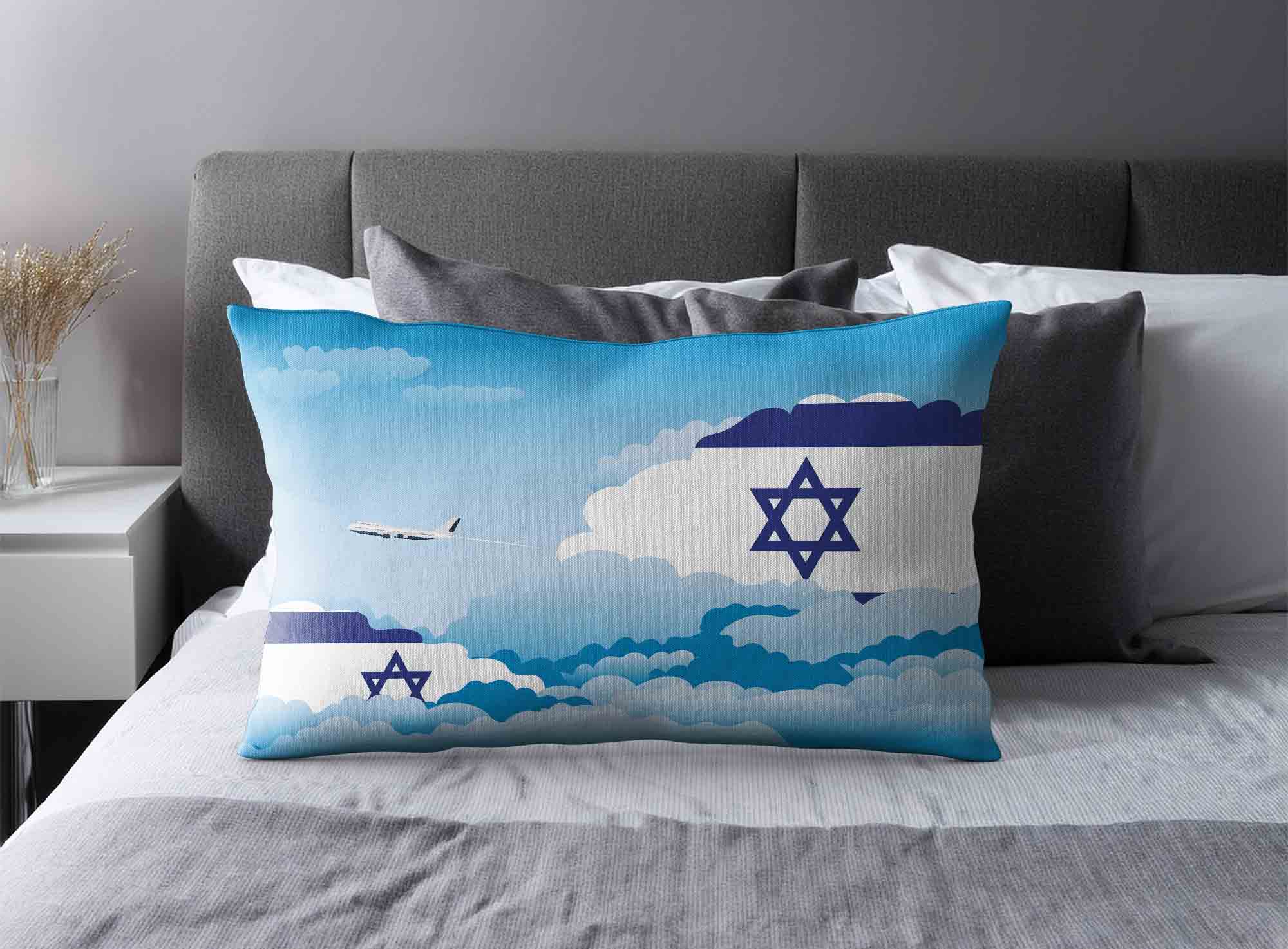 Israel World Airplane Day Clouds Square & Rectangle Pillow Cases | Aviation Sky Travel Decorative Throw Pillow Covers image 2