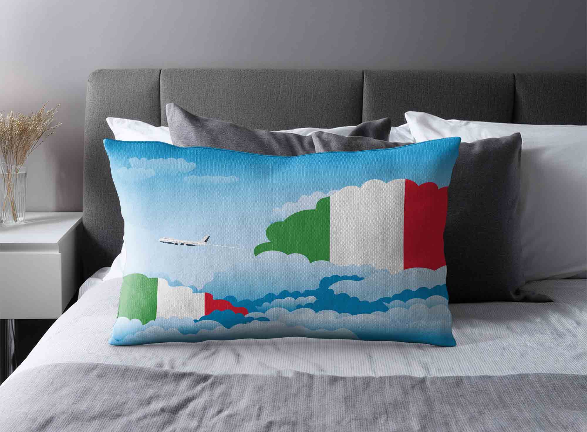 Italy World Airplane Day Clouds Square & Rectangle Pillow Cases | Aviation Sky Travel Decorative Throw Pillow Covers image 2