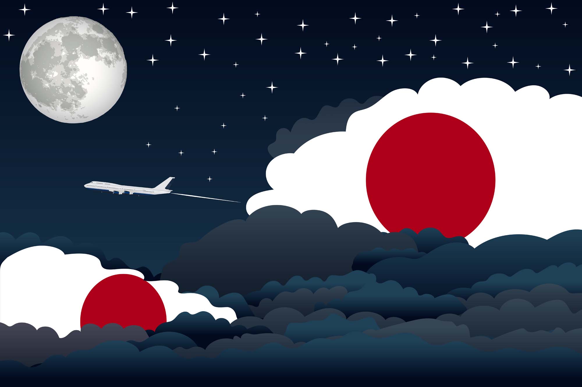 Japan Night Clouds Blanket Throw image 2