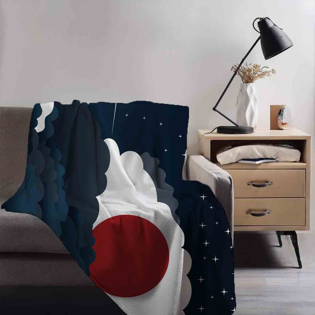 Japan Night Clouds Blanket Throw