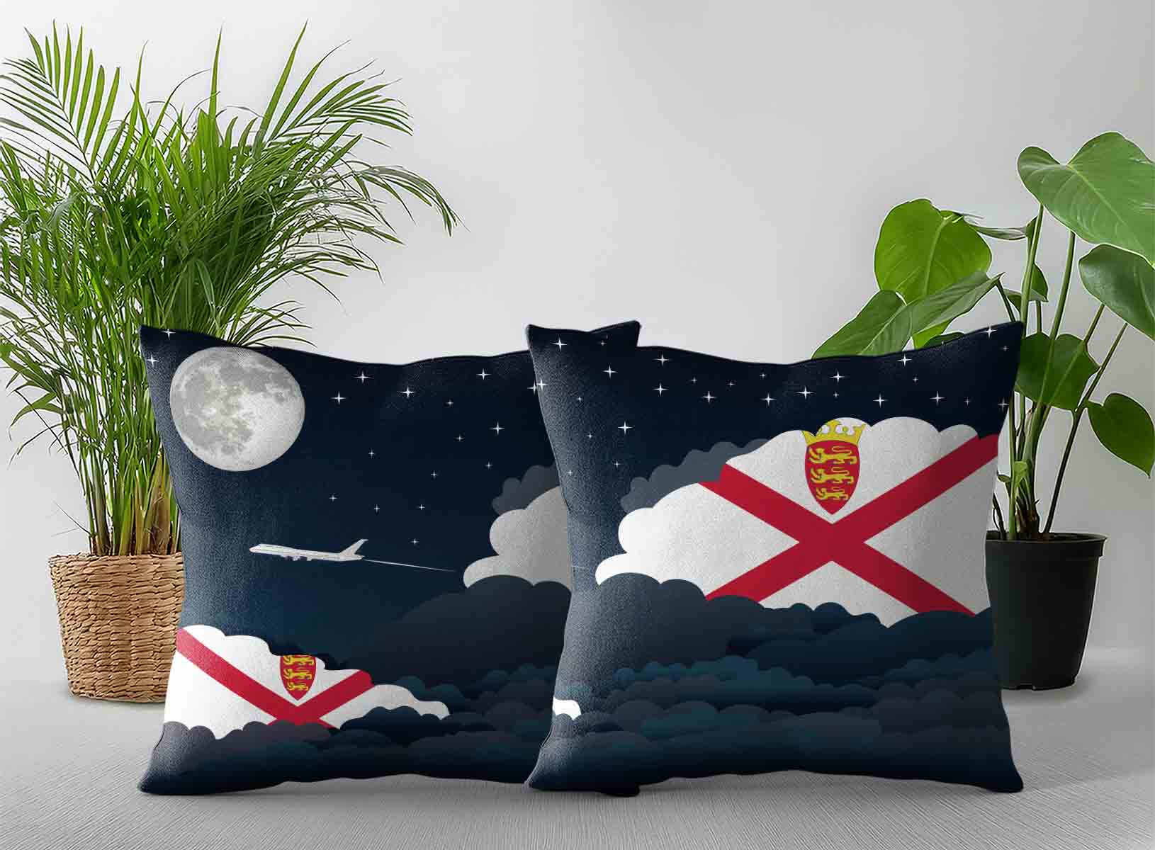 Jersey World Airplane Night Clouds Square & Rectangle Pillow Cases | Aviation Night Sky Decorative Throw Pillow Covers