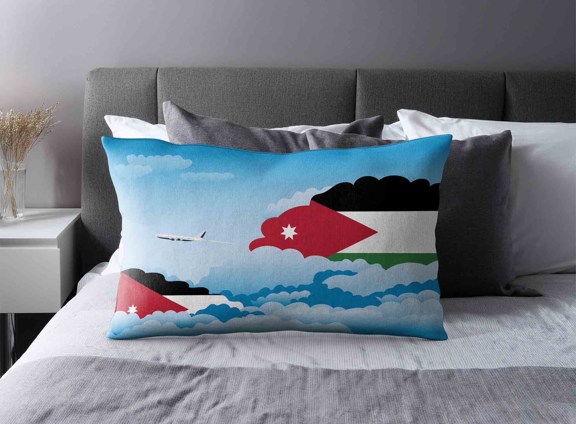 Jordan World Airplane Day Clouds Square & Rectangle Pillow Cases | Aviation Sky Travel Decorative Throw Pillow Covers image 2