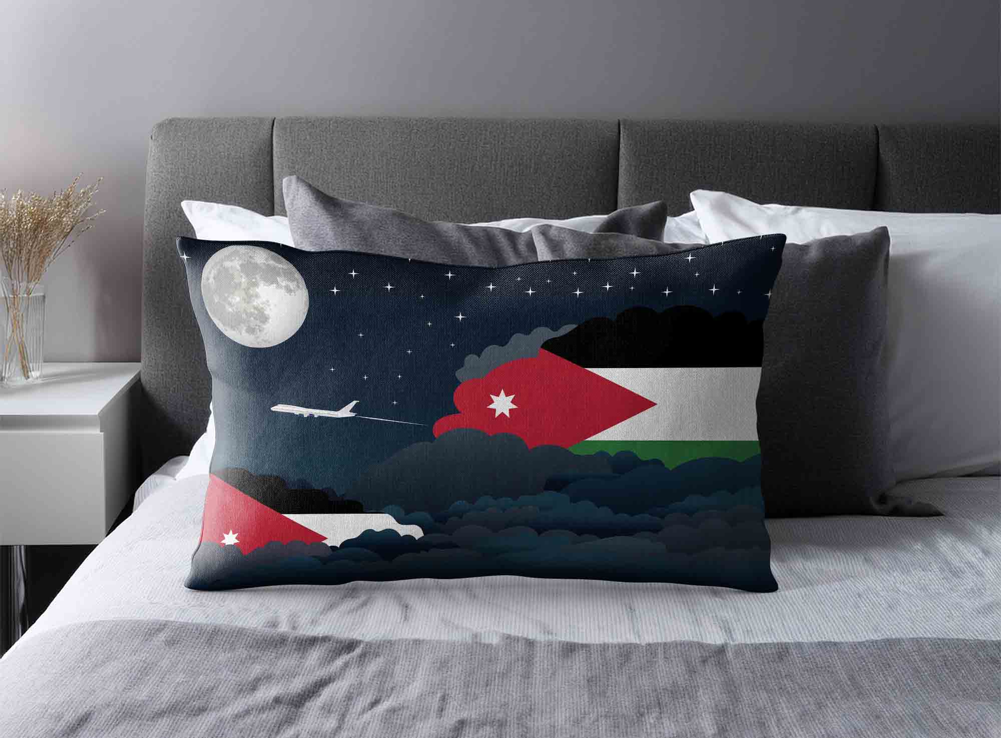 Jordan World Airplane Night Clouds Square & Rectangle Pillow Cases | Aviation Night Sky Decorative Throw Pillow Covers image 2