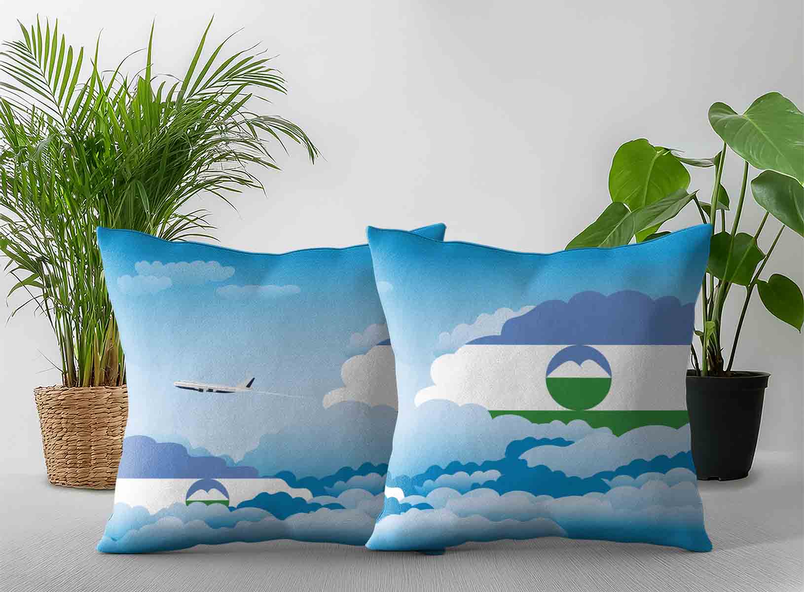 Kabardino Balkaria World Airplane Day Clouds Square & Rectangle Pillow Cases | Aviation Sky Travel Decorative Throw Pillow Covers