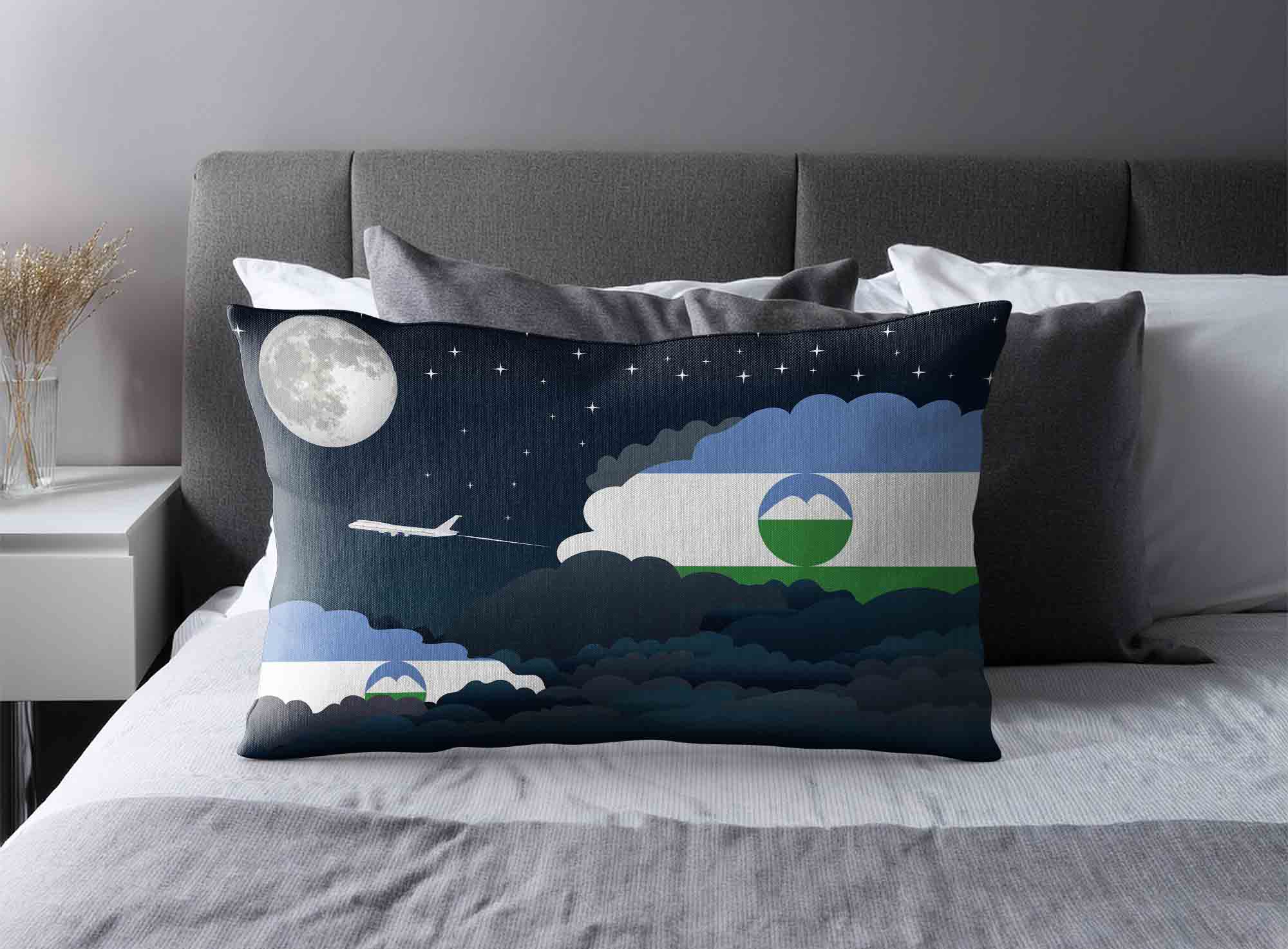 Kabardino Balkaria World Airplane Night Clouds Square & Rectangle Pillow Cases | Aviation Night Sky Decorative Throw Pillow Covers image 2