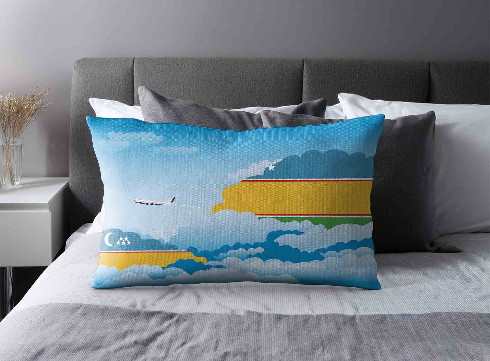 Karakalpakstan World Airplane Day Clouds Square & Rectangle Pillow Cases | Aviation Sky Travel Decorative Throw Pillow Covers image 2