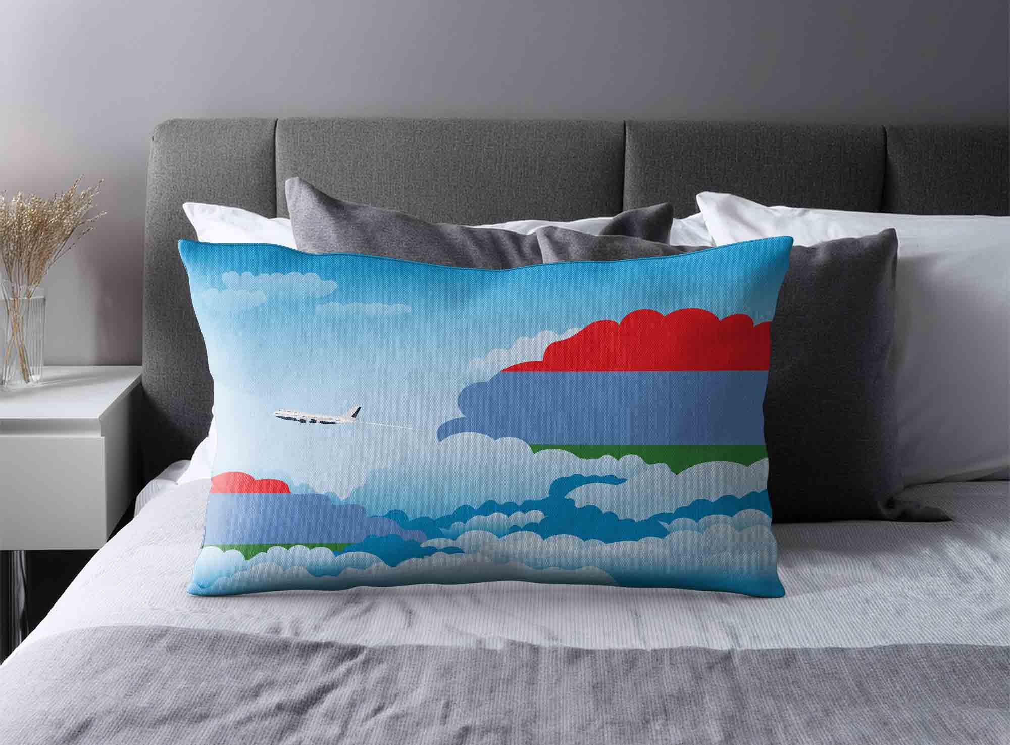 Karelia World Airplane Day Clouds Square & Rectangle Pillow Cases | Aviation Sky Travel Decorative Throw Pillow Covers image 2