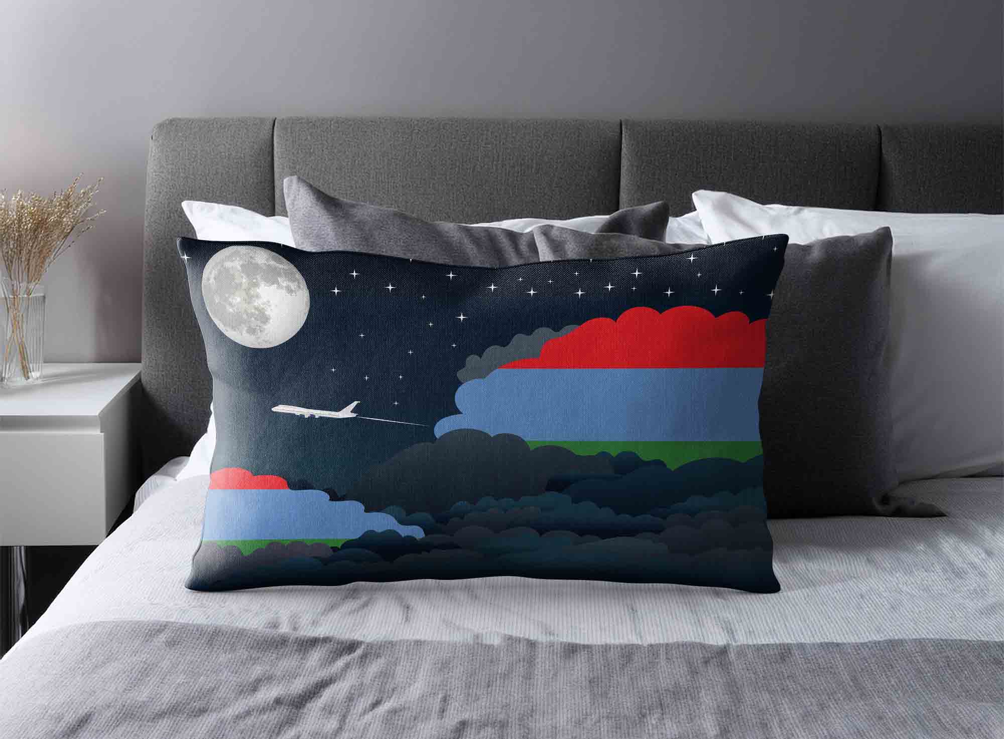 Karelia World Airplane Night Clouds Square & Rectangle Pillow Cases | Aviation Night Sky Decorative Throw Pillow Covers image 2
