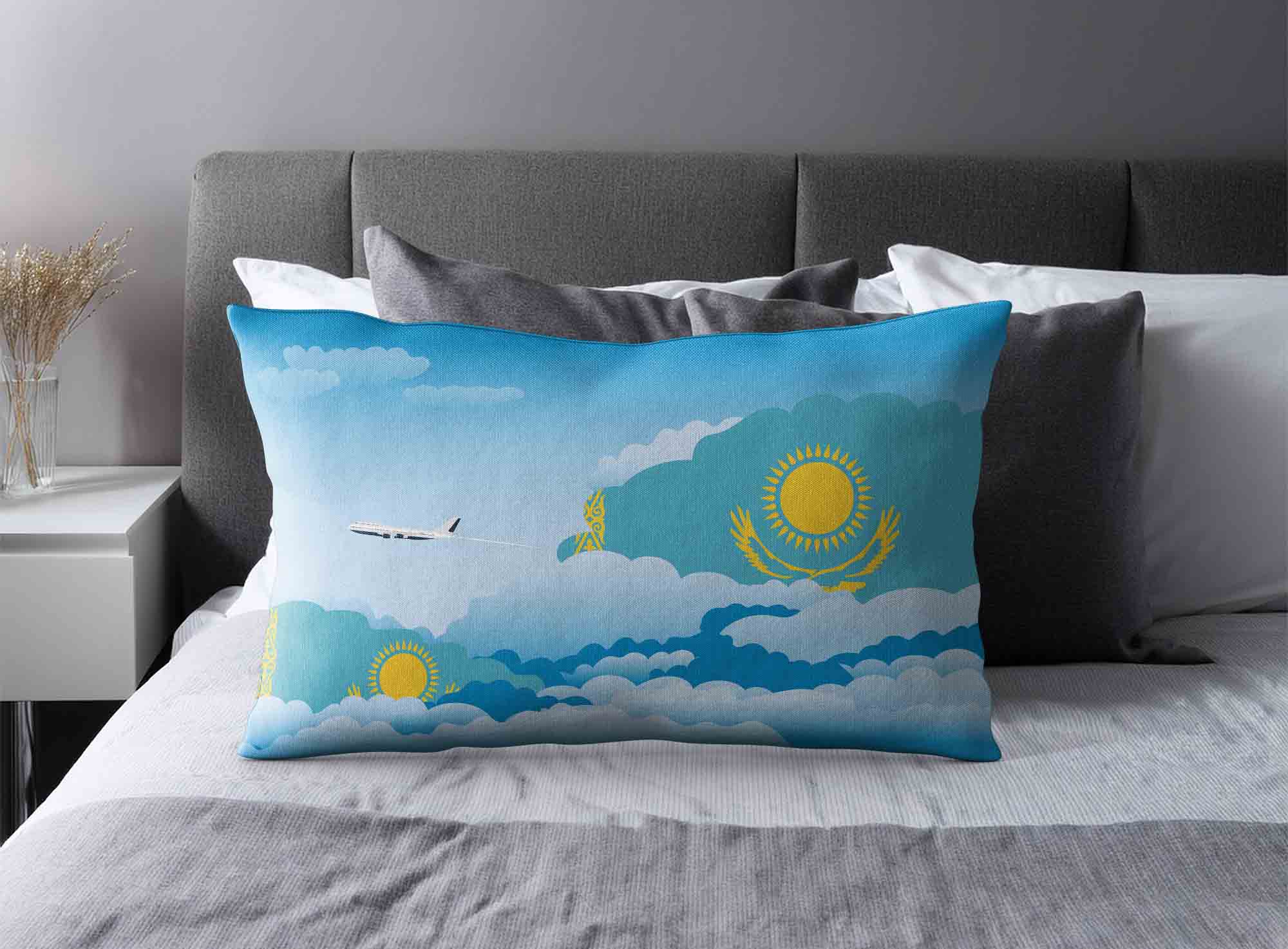Kazakhstan World Airplane Day Clouds Square & Rectangle Pillow Cases | Aviation Sky Travel Decorative Throw Pillow Covers image 2