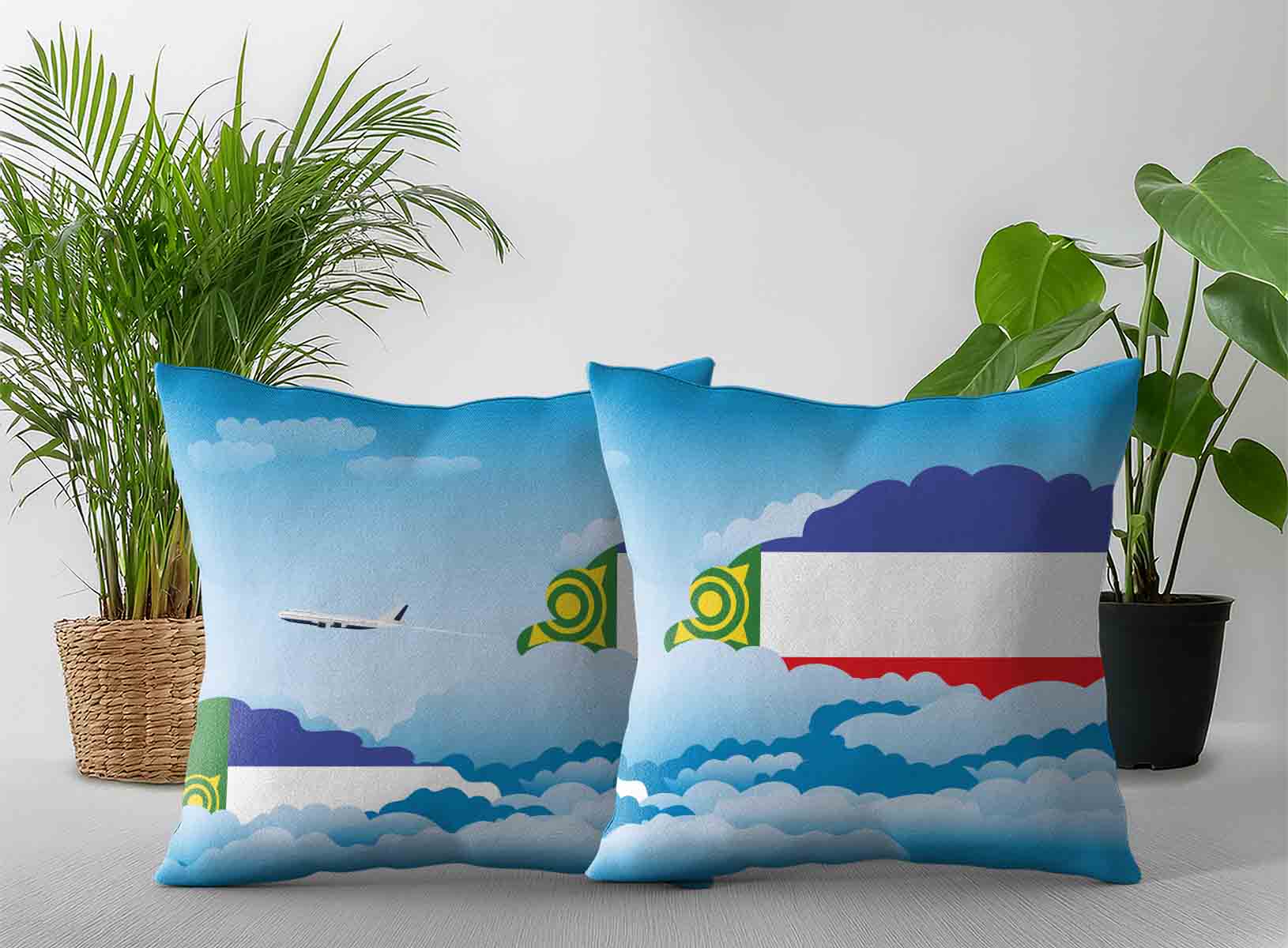 Khakassia World Airplane Day Clouds Square & Rectangle Pillow Cases | Aviation Sky Travel Decorative Throw Pillow Covers