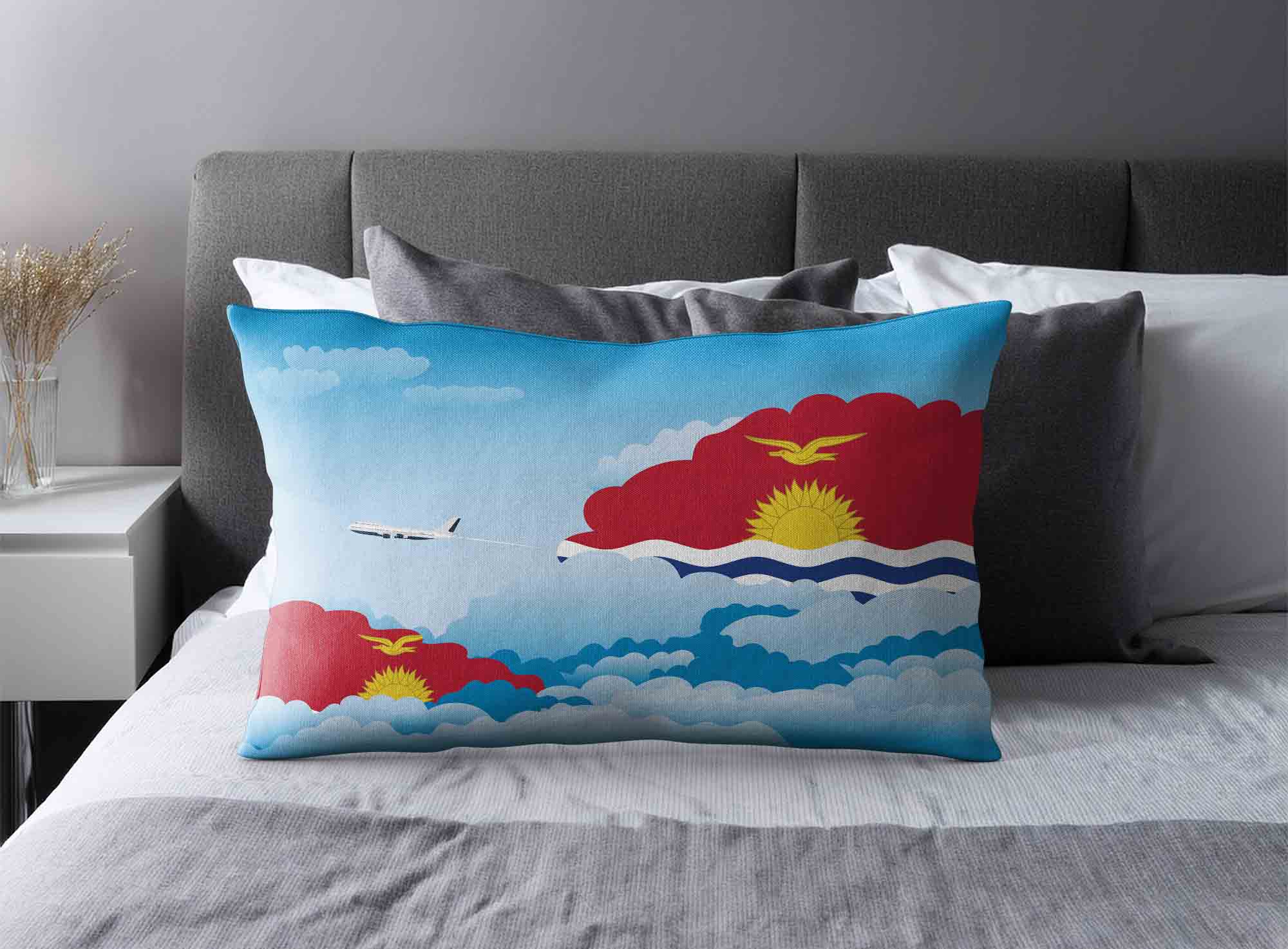 Kiribati World Airplane Day Clouds Square & Rectangle Pillow Cases | Aviation Sky Travel Decorative Throw Pillow Covers image 2