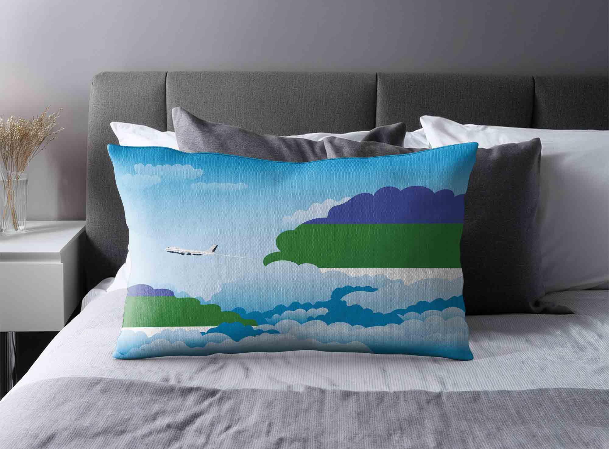 Komi World Airplane Day Clouds Square & Rectangle Pillow Cases | Aviation Sky Travel Decorative Throw Pillow Covers image 2