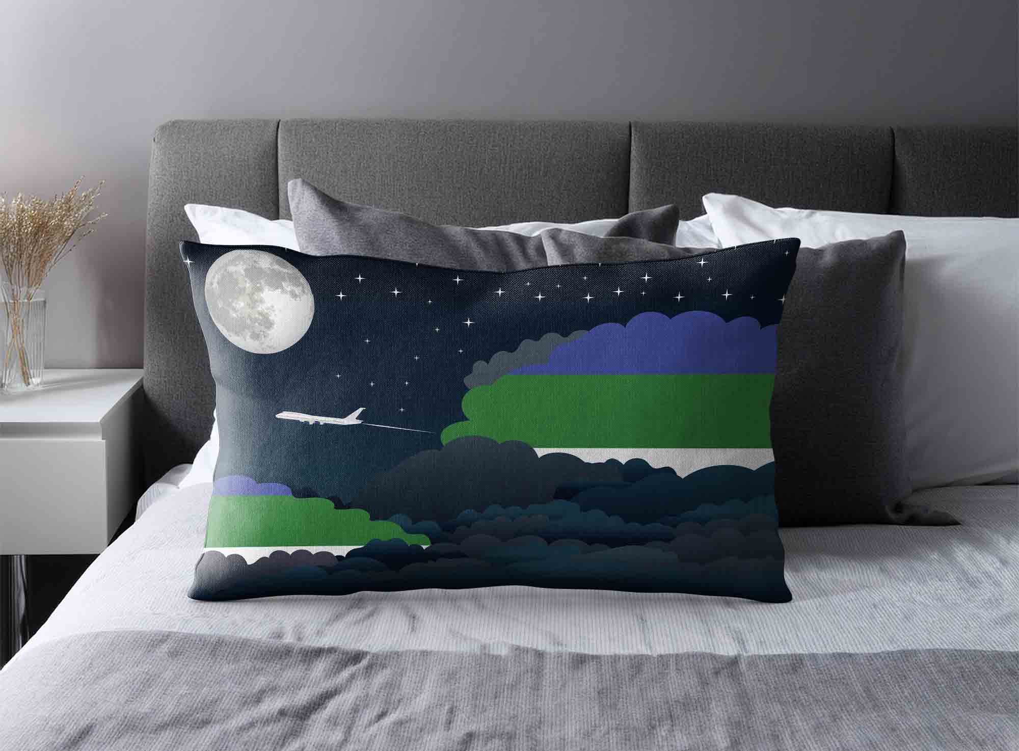 Komi World Airplane Night Clouds Square & Rectangle Pillow Cases | Aviation Night Sky Decorative Throw Pillow Covers image 2
