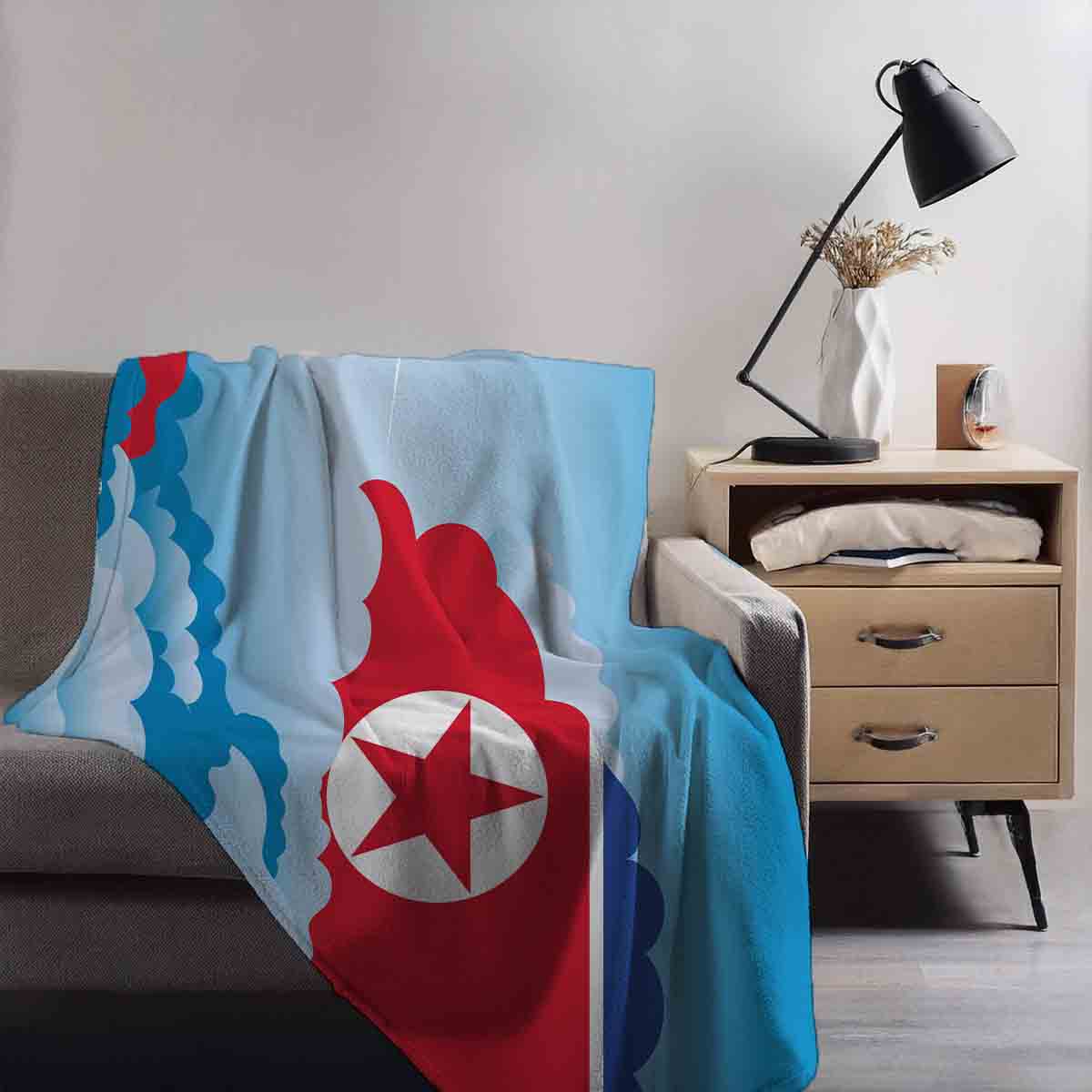 Korea North Day Clouds Blanket Throw