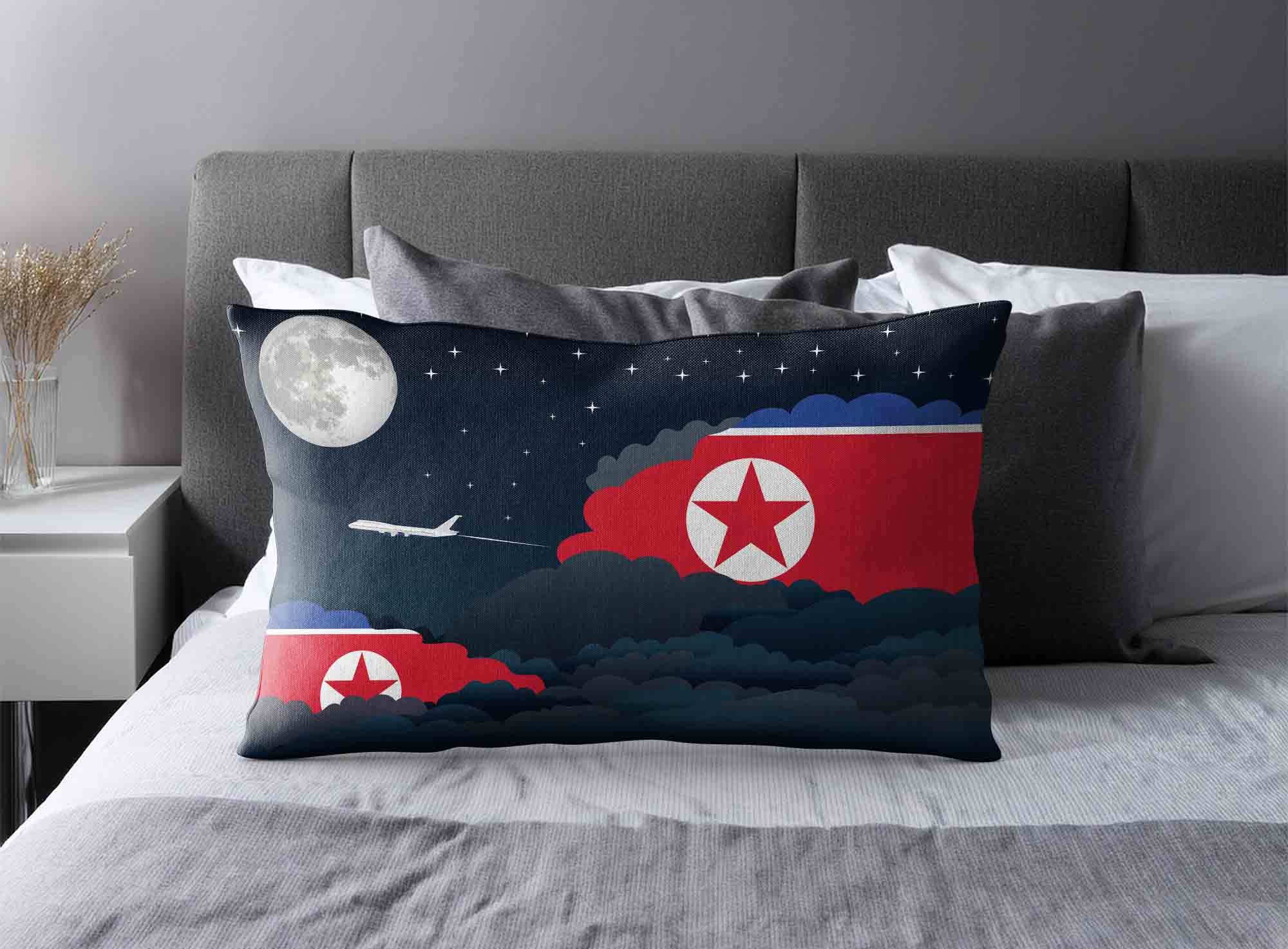 Korea North World Airplane Night Clouds Square & Rectangle Pillow Cases | Aviation Night Sky Decorative Throw Pillow Covers image 2