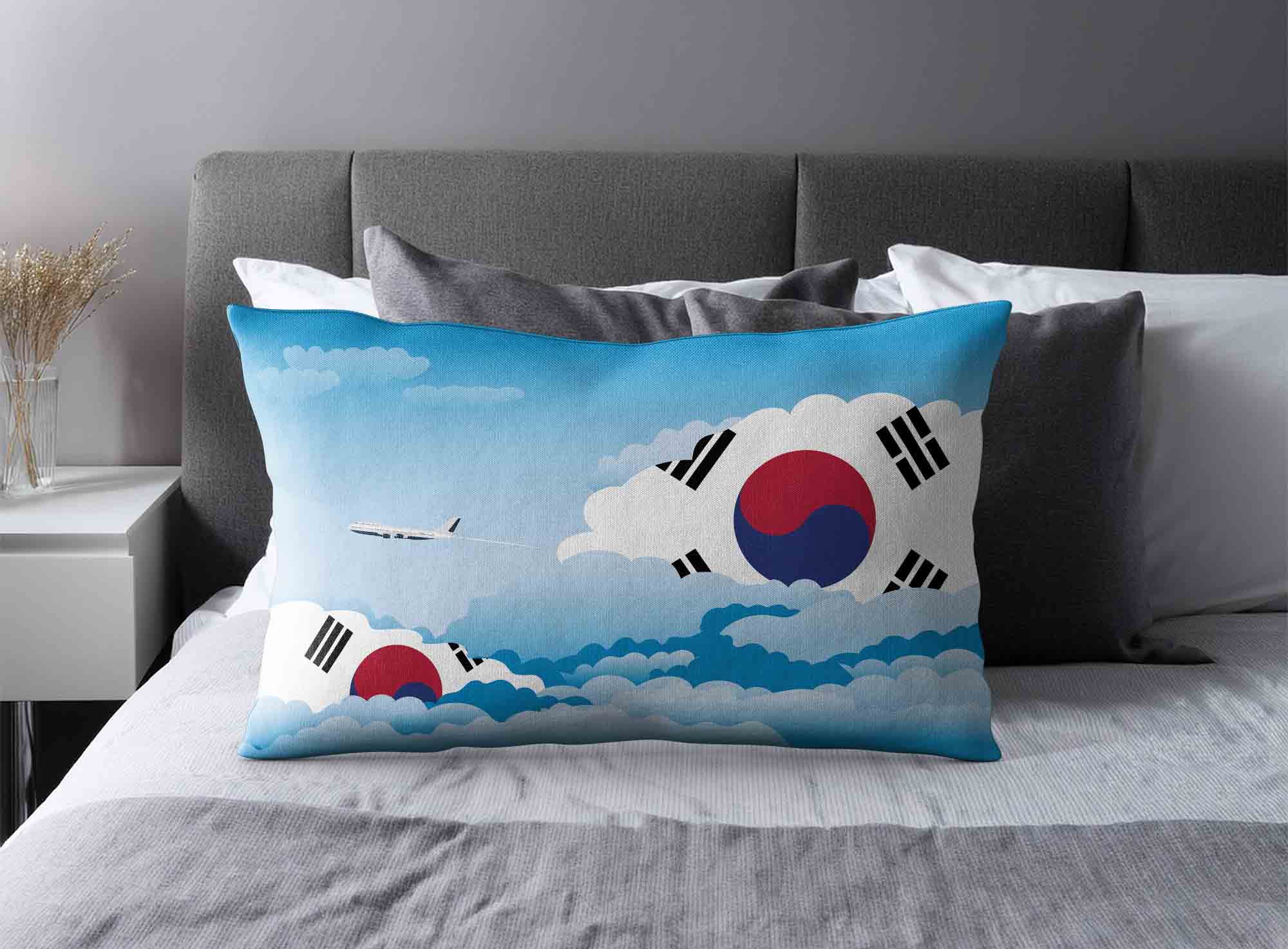 Korea South World Airplane Day Clouds Square & Rectangle Pillow Cases | Aviation Sky Travel Decorative Throw Pillow Covers image 2