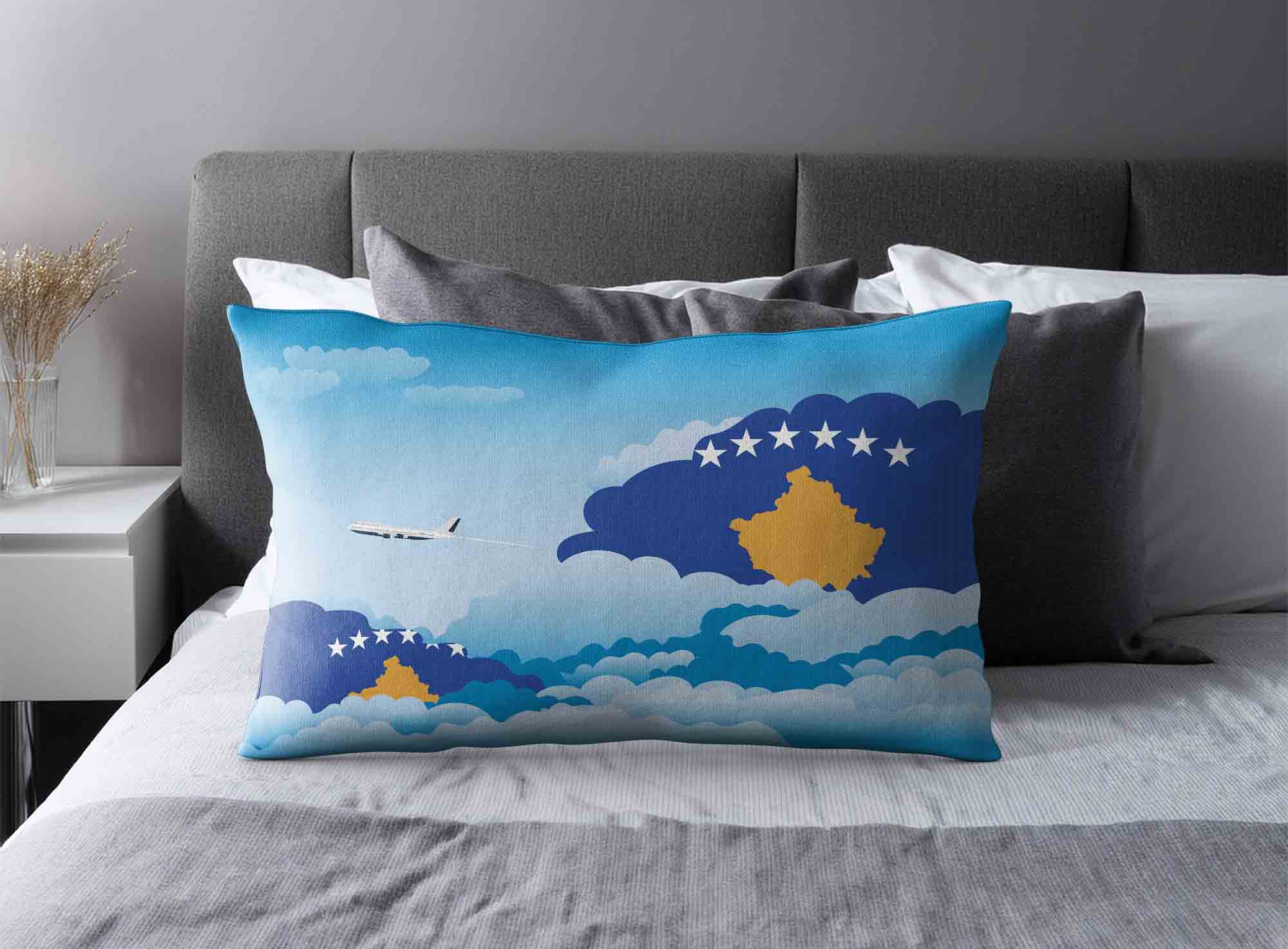 Kosovo World Airplane Day Clouds Square & Rectangle Pillow Cases | Aviation Sky Travel Decorative Throw Pillow Covers image 2
