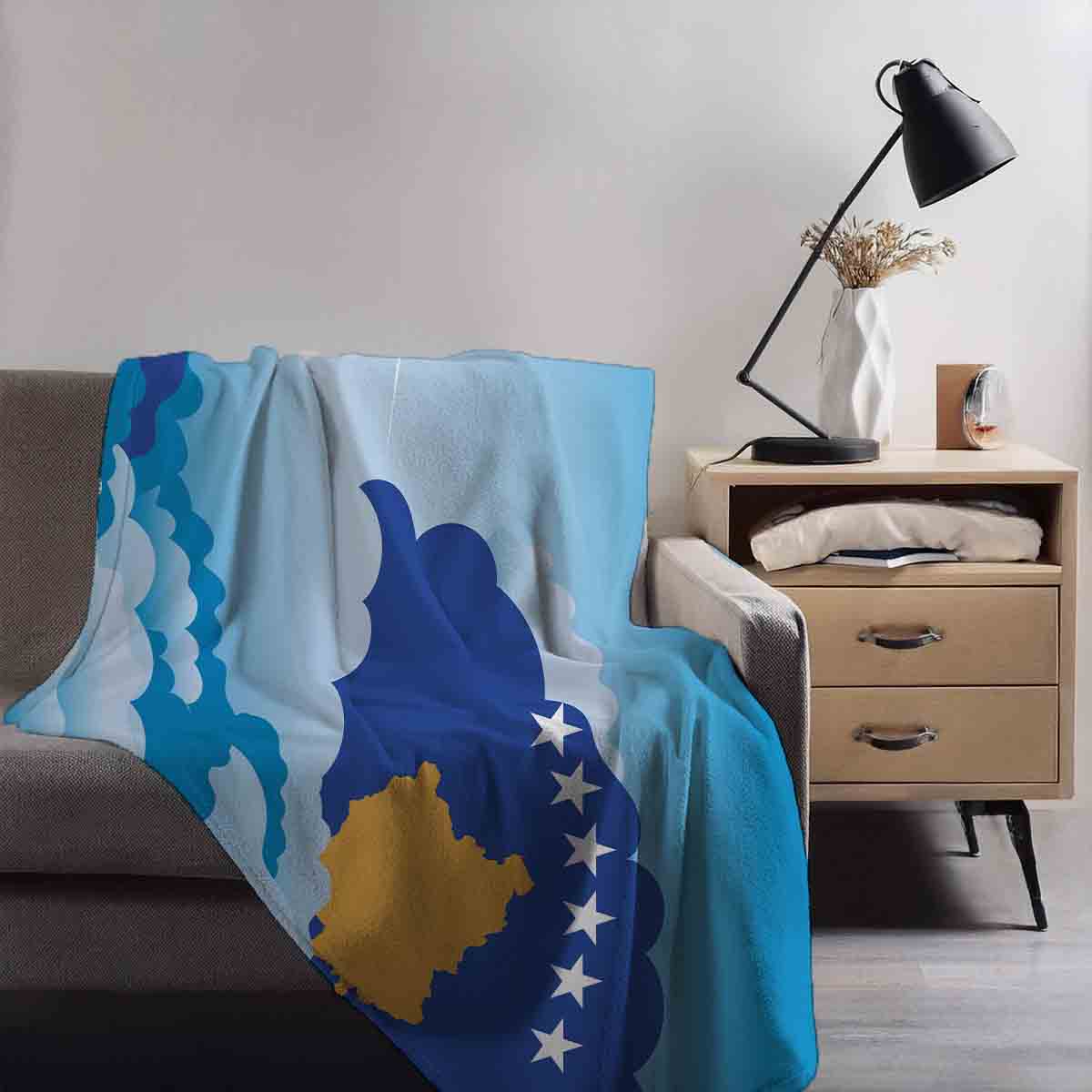 Kosovo Day Clouds Blanket Throw