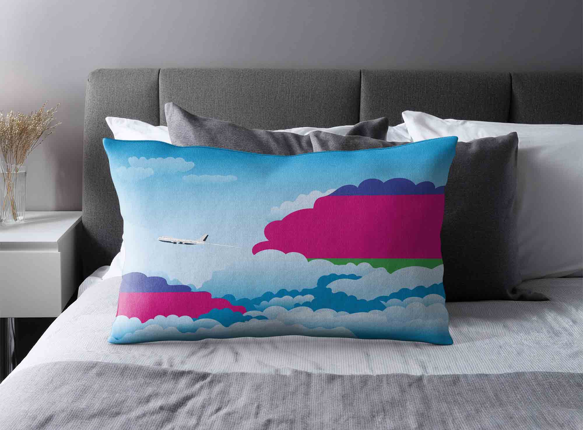 Kuban Peoples Republic World Airplane Day Clouds Square & Rectangle Pillow Cases | Aviation Sky Travel Decorative Throw Pillow Covers image 2