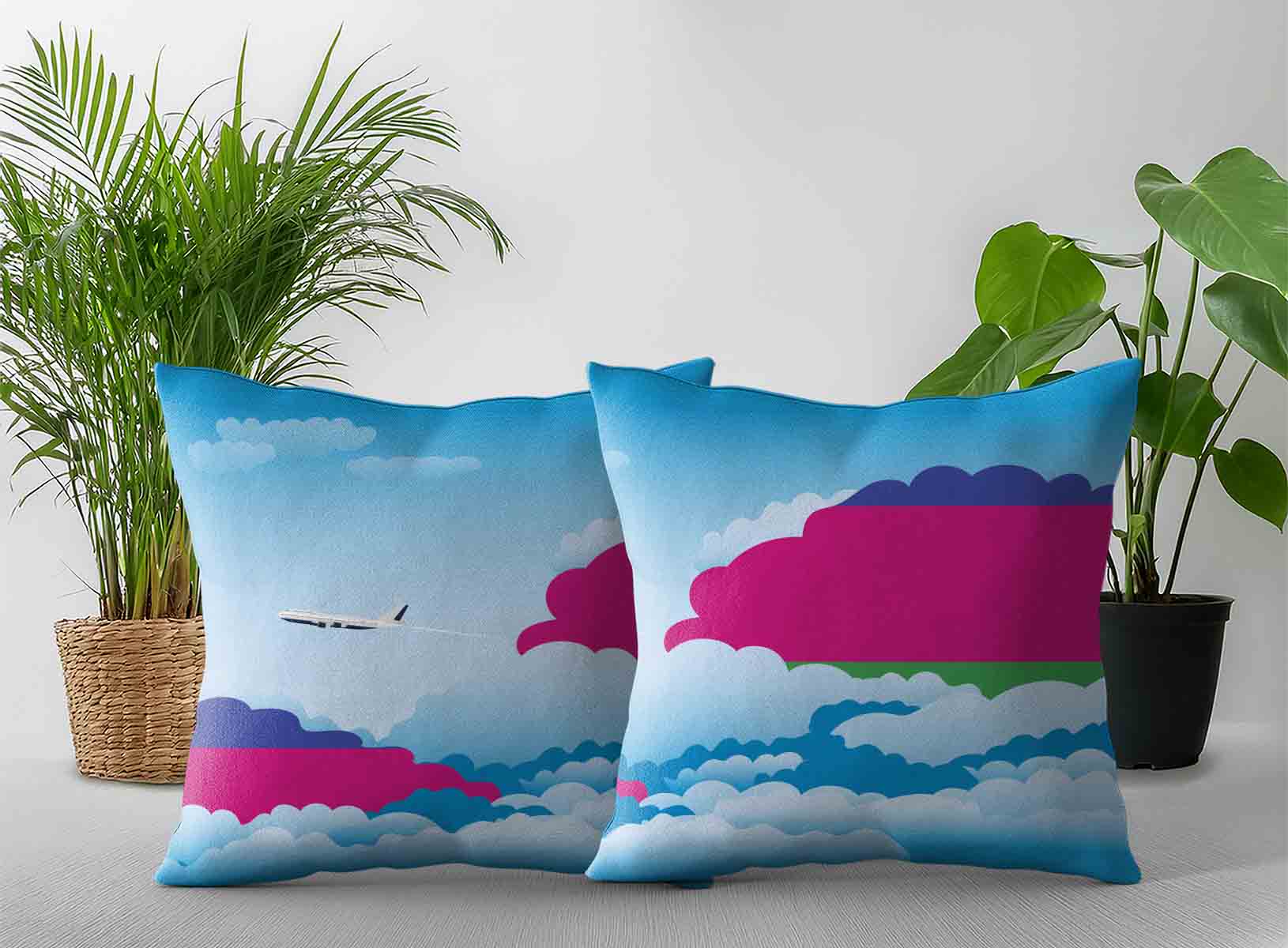 Kuban Peoples Republic World Airplane Day Clouds Square & Rectangle Pillow Cases | Aviation Sky Travel Decorative Throw Pillow Covers