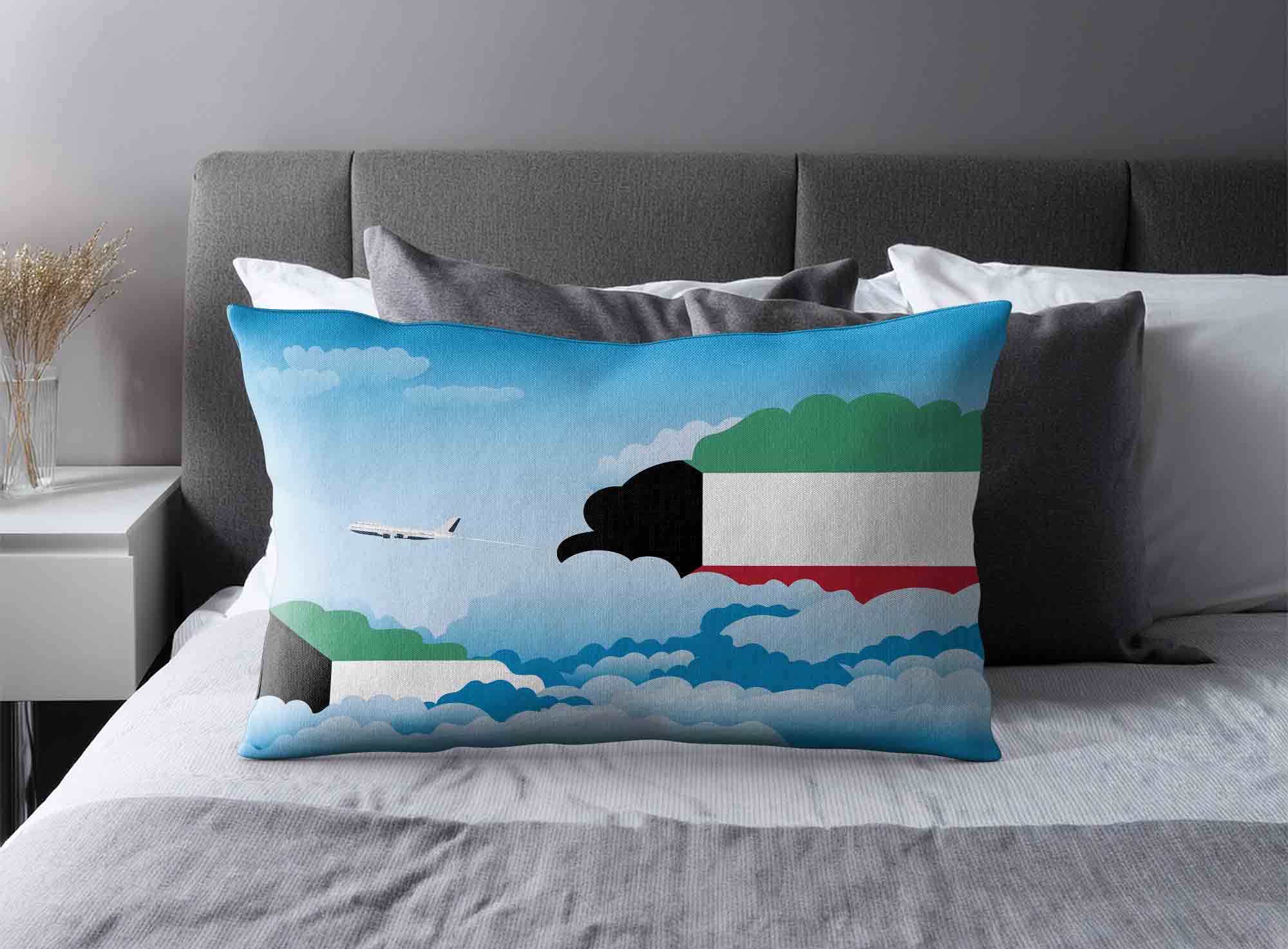 Kuwait World Airplane Day Clouds Square & Rectangle Pillow Cases | Aviation Sky Travel Decorative Throw Pillow Covers image 2