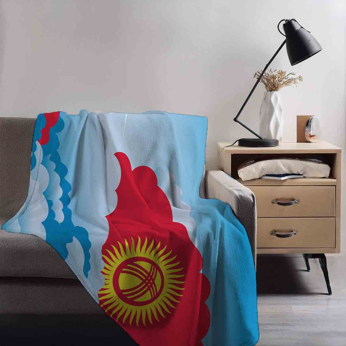Kyrgyzstan Day Clouds Blanket Throw