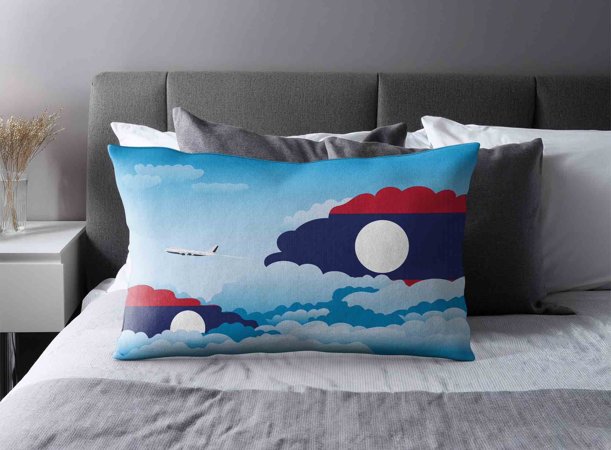 Laos World Airplane Day Clouds Square & Rectangle Pillow Cases | Aviation Sky Travel Decorative Throw Pillow Covers image 2