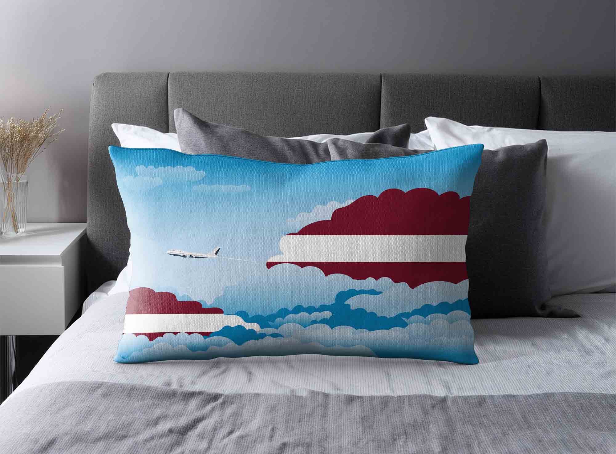 Latvia World Airplane Day Clouds Square & Rectangle Pillow Cases | Aviation Sky Travel Decorative Throw Pillow Covers image 2
