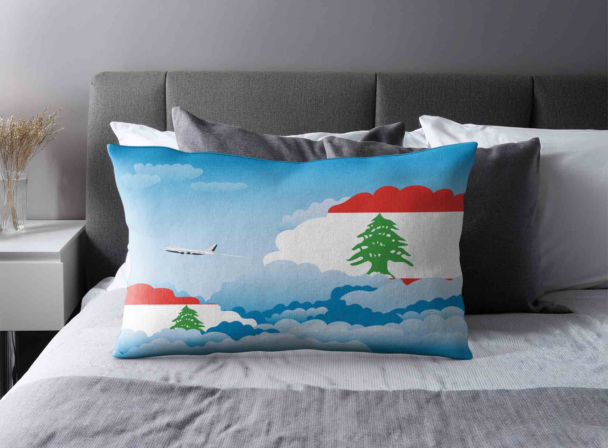 Lebanon World Airplane Day Clouds Square & Rectangle Pillow Cases | Aviation Sky Travel Decorative Throw Pillow Covers image 2