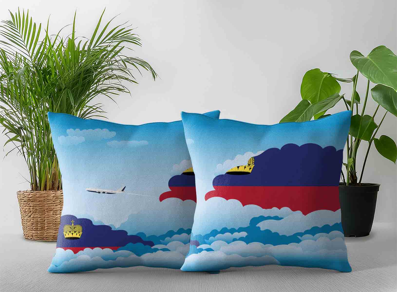 Liechtenstein World Airplane Day Clouds Square & Rectangle Pillow Cases | Aviation Sky Travel Decorative Throw Pillow Covers