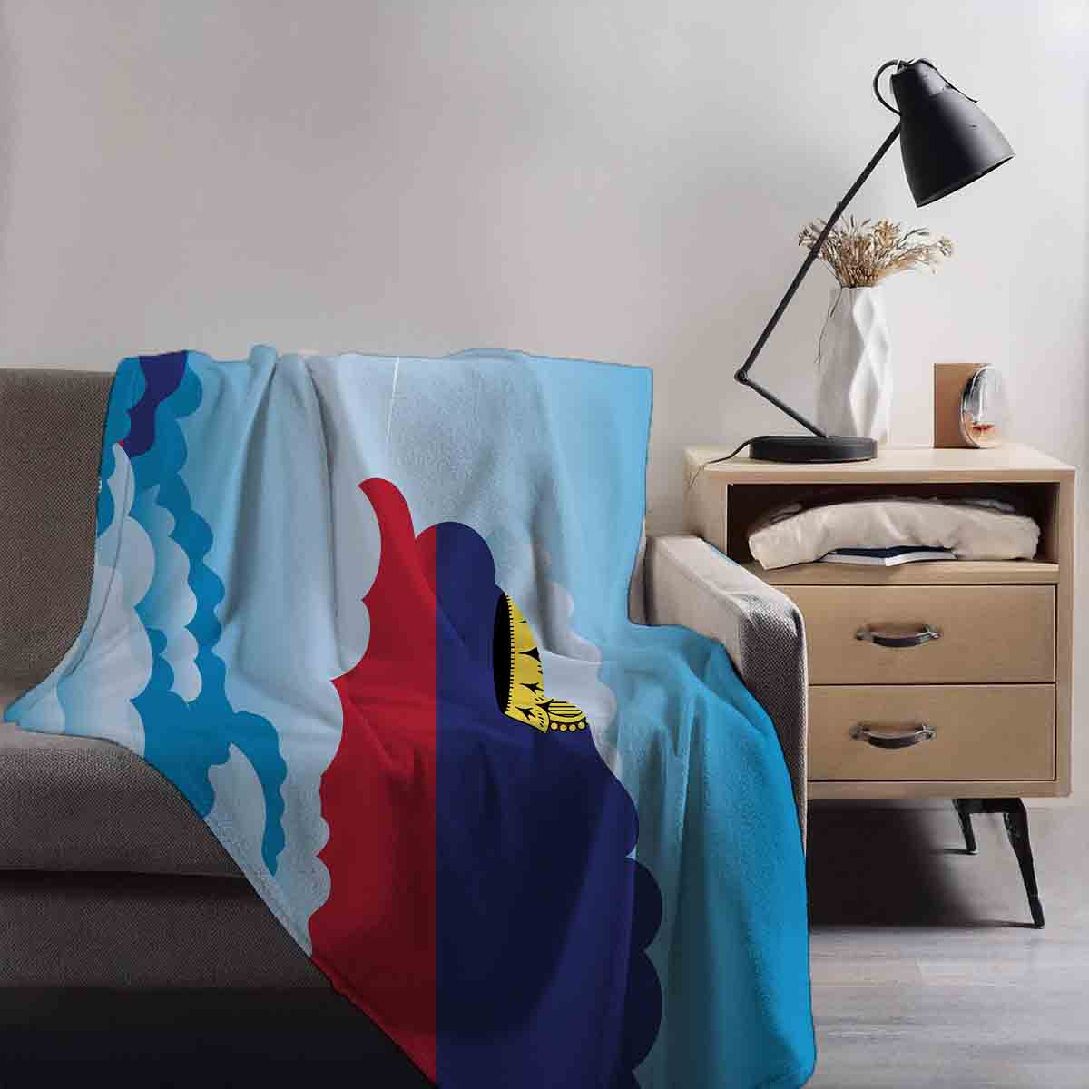 Liechtenstein Day Clouds Blanket Throw