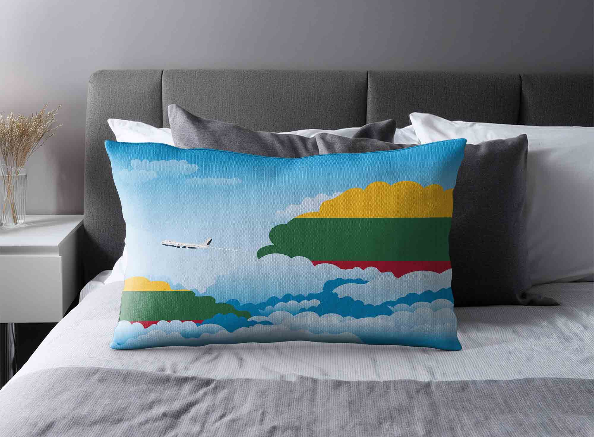 Lithuania World Airplane Day Clouds Square & Rectangle Pillow Cases | Aviation Sky Travel Decorative Throw Pillow Covers image 2