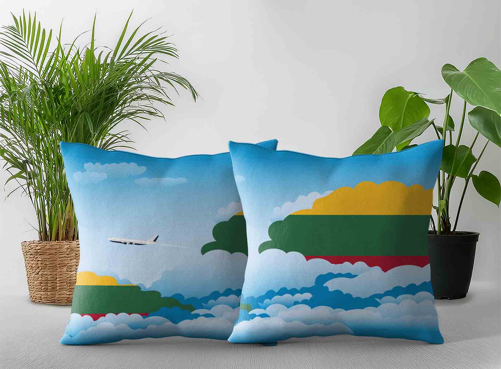 Lithuania World Airplane Day Clouds Square & Rectangle Pillow Cases | Aviation Sky Travel Decorative Throw Pillow Covers