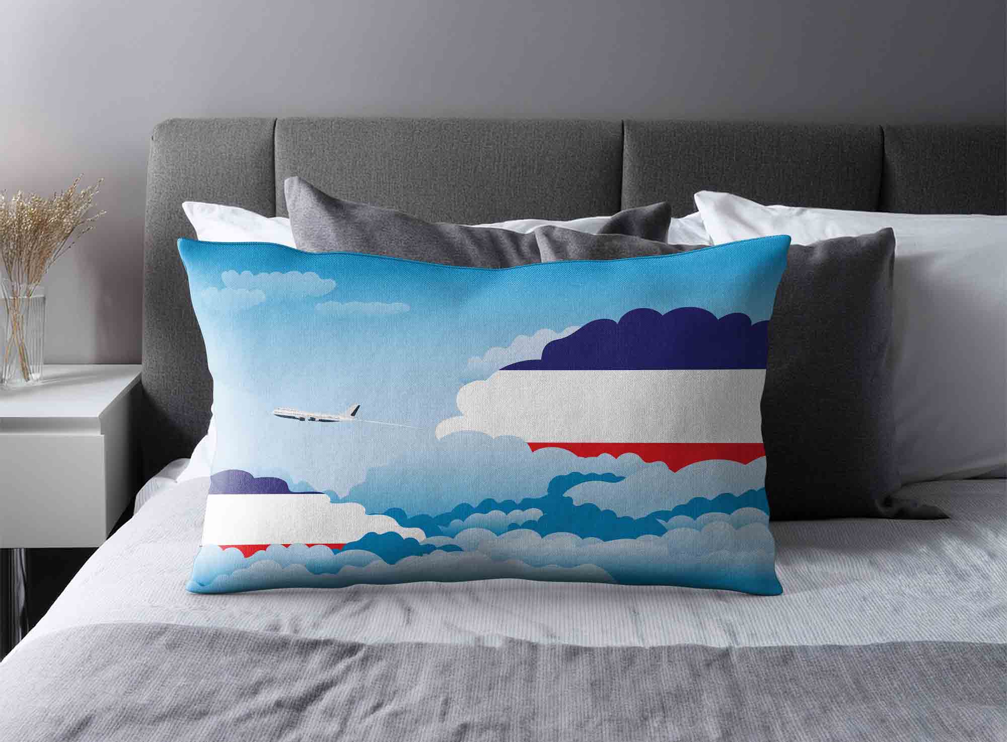 Los Altos World Airplane Day Clouds Square & Rectangle Pillow Cases | Aviation Sky Travel Decorative Throw Pillow Covers image 2
