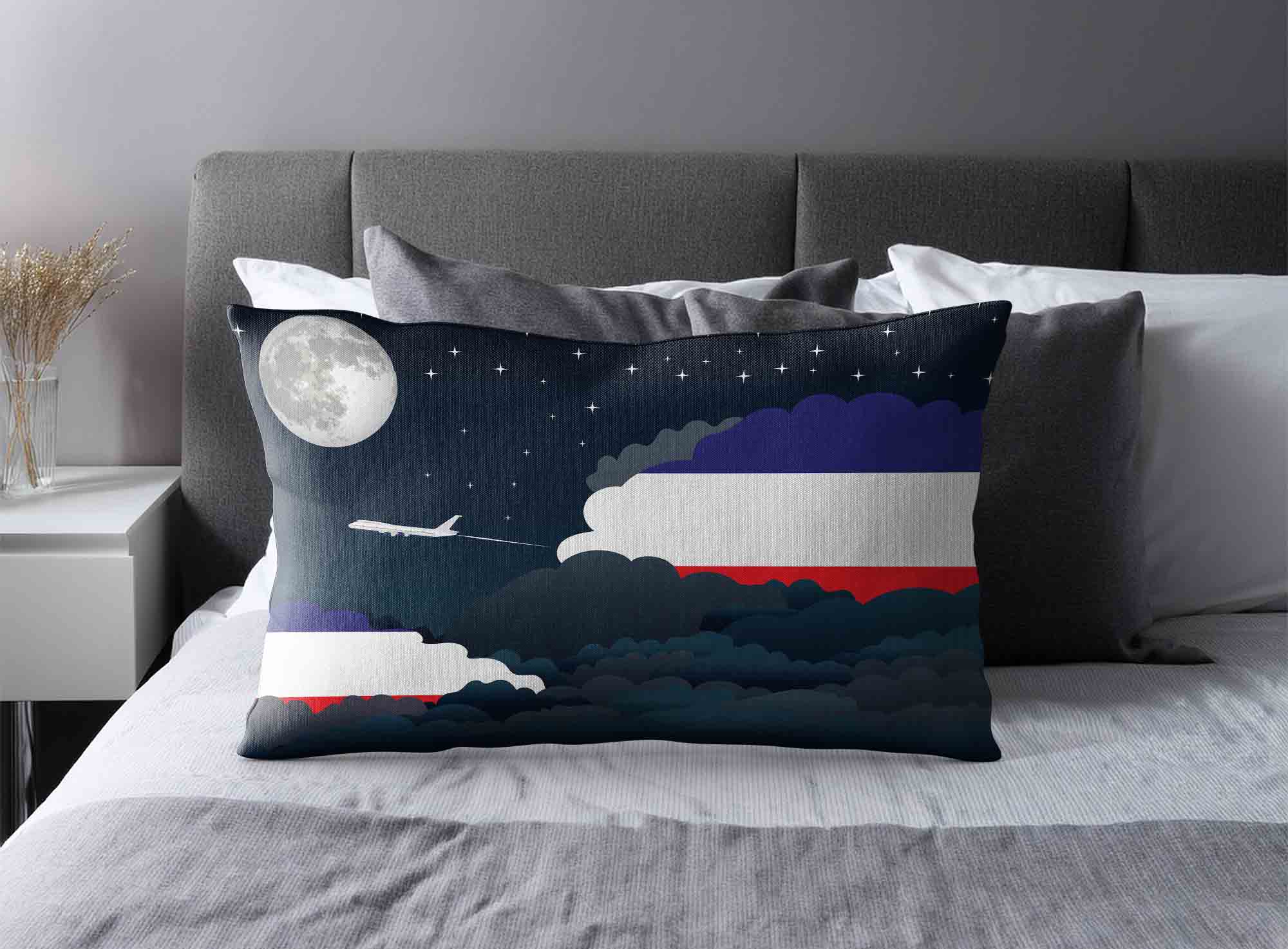 Los Altos World Airplane Night Clouds Square & Rectangle Pillow Cases | Aviation Night Sky Decorative Throw Pillow Covers image 2