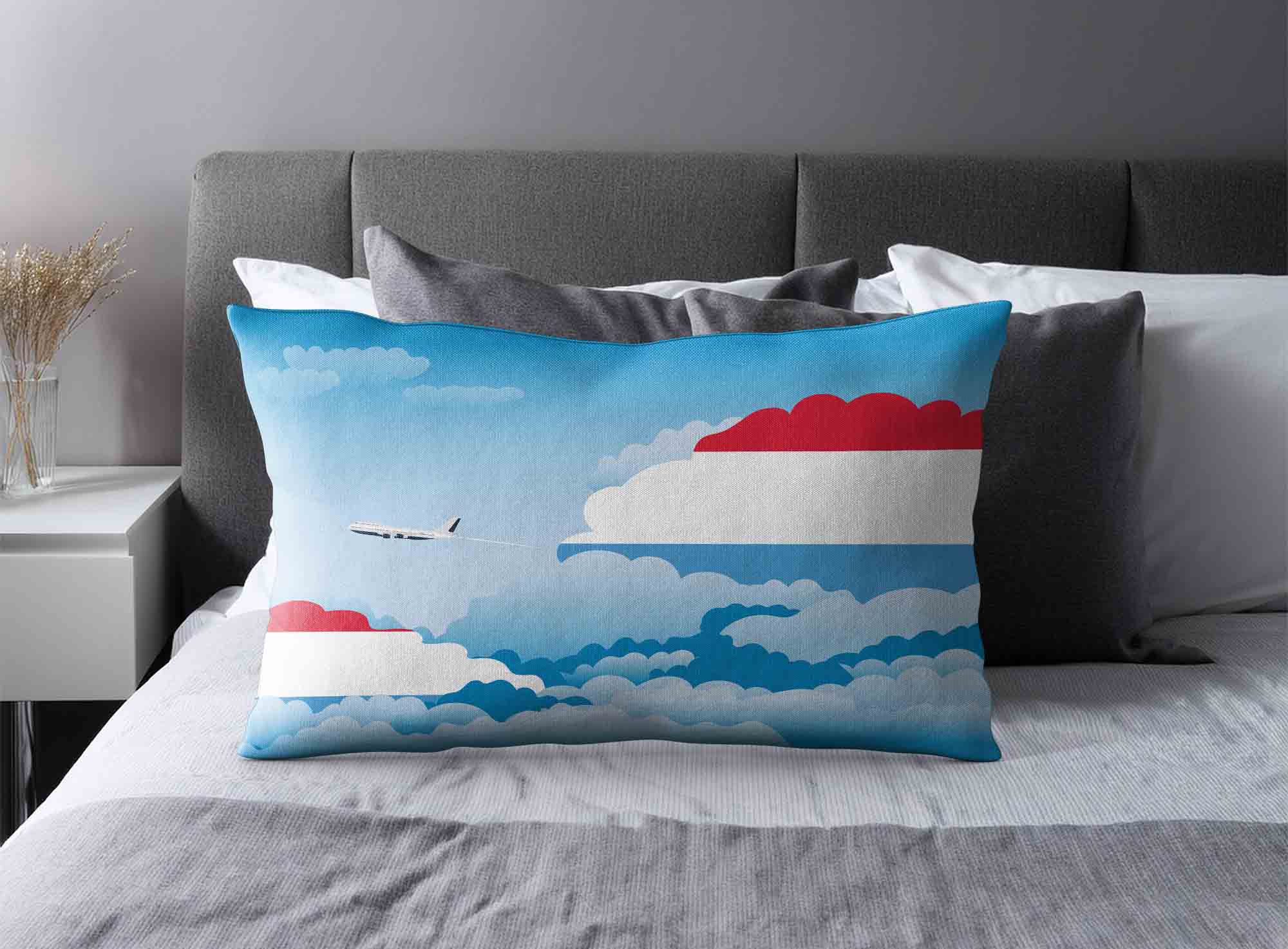 Luxembourg World Airplane Day Clouds Square & Rectangle Pillow Cases | Aviation Sky Travel Decorative Throw Pillow Covers image 2