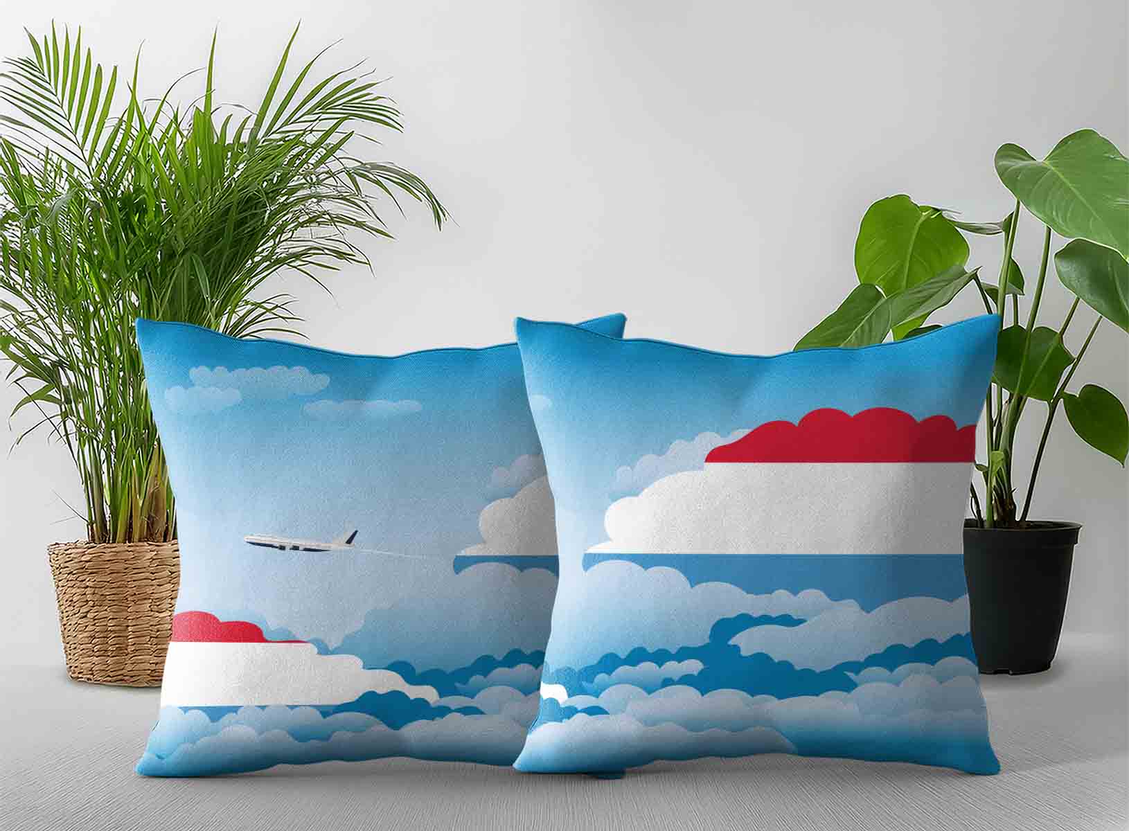 Luxembourg World Airplane Day Clouds Square & Rectangle Pillow Cases | Aviation Sky Travel Decorative Throw Pillow Covers