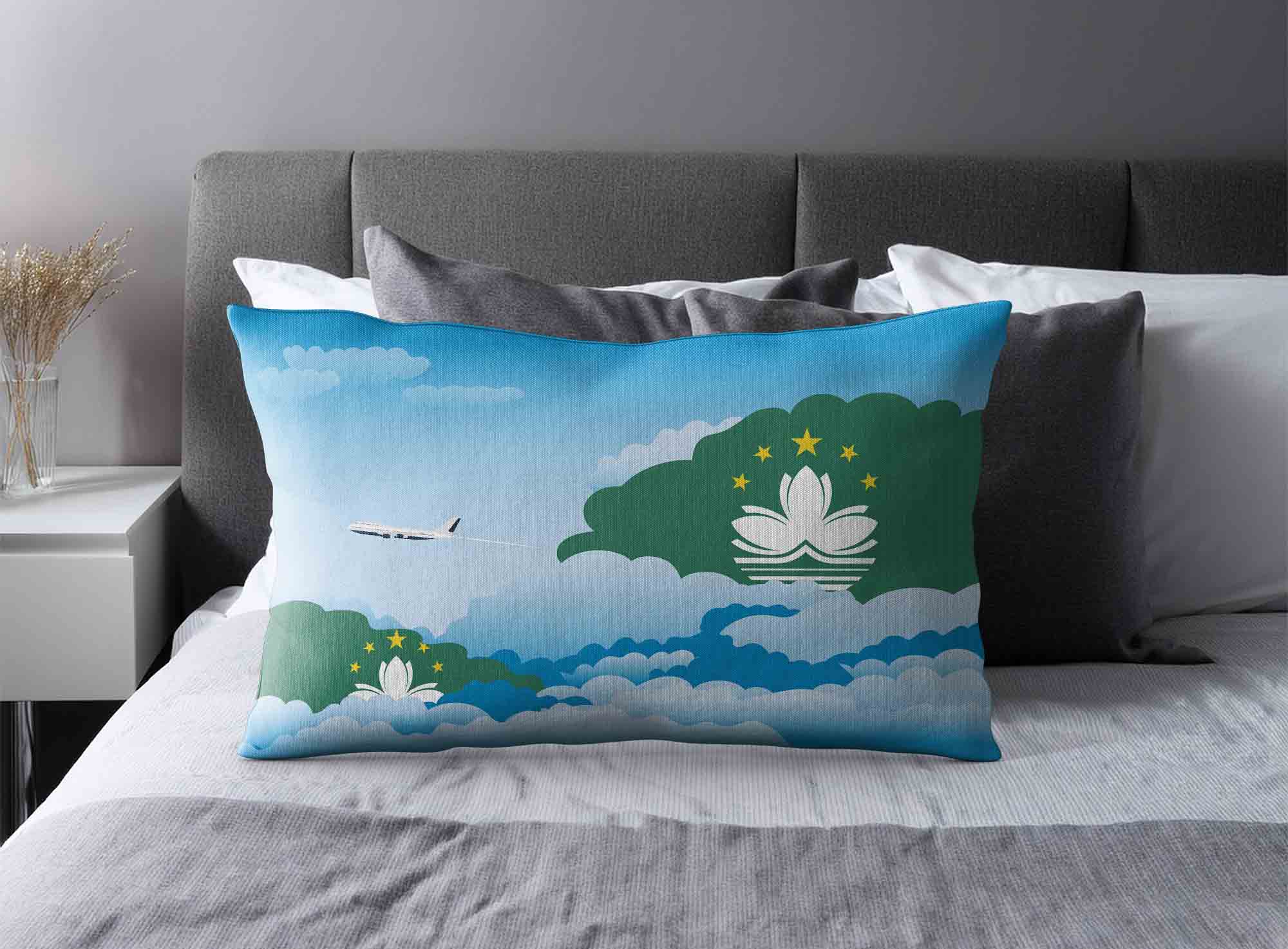 Macau World Airplane Day Clouds Square & Rectangle Pillow Cases | Aviation Sky Travel Decorative Throw Pillow Covers image 2