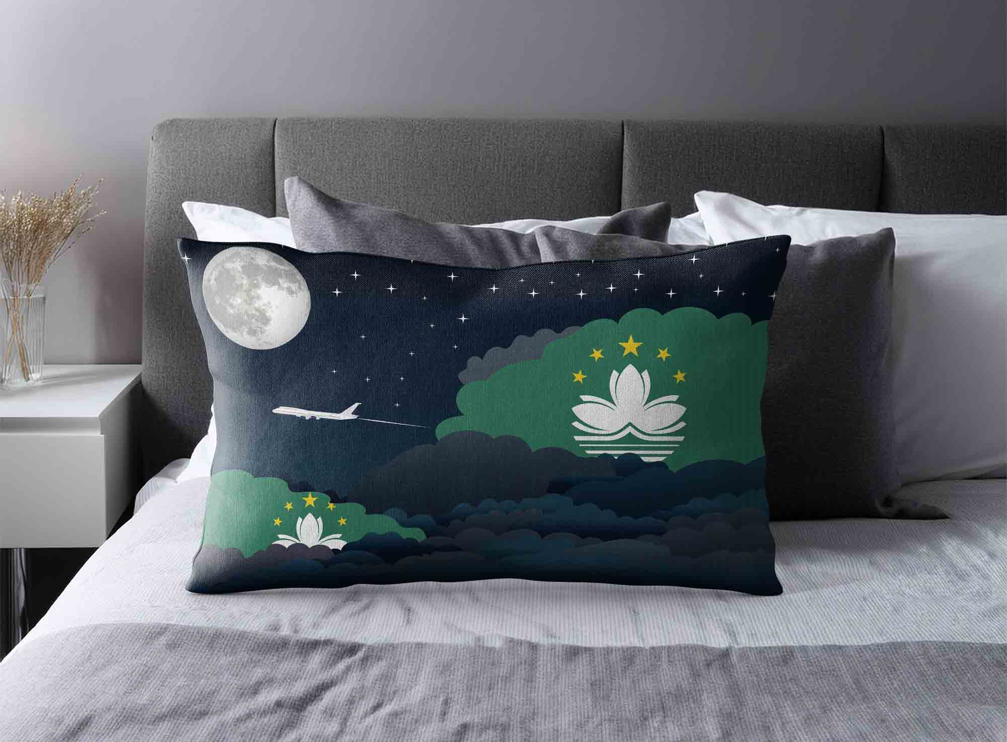 Macau World Airplane Night Clouds Square & Rectangle Pillow Cases | Aviation Night Sky Decorative Throw Pillow Covers image 2