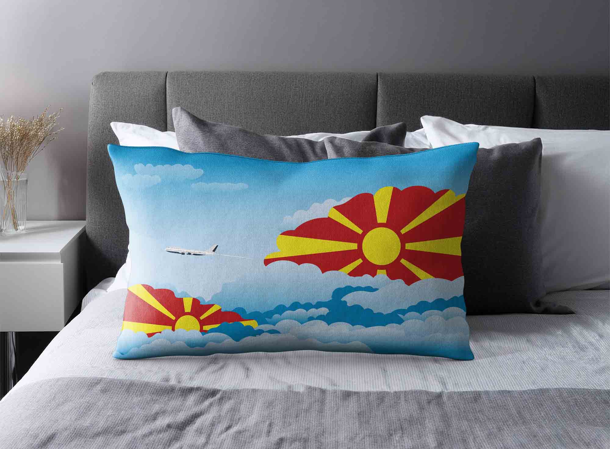 Macedonia World Airplane Day Clouds Square & Rectangle Pillow Cases | Aviation Sky Travel Decorative Throw Pillow Covers image 2