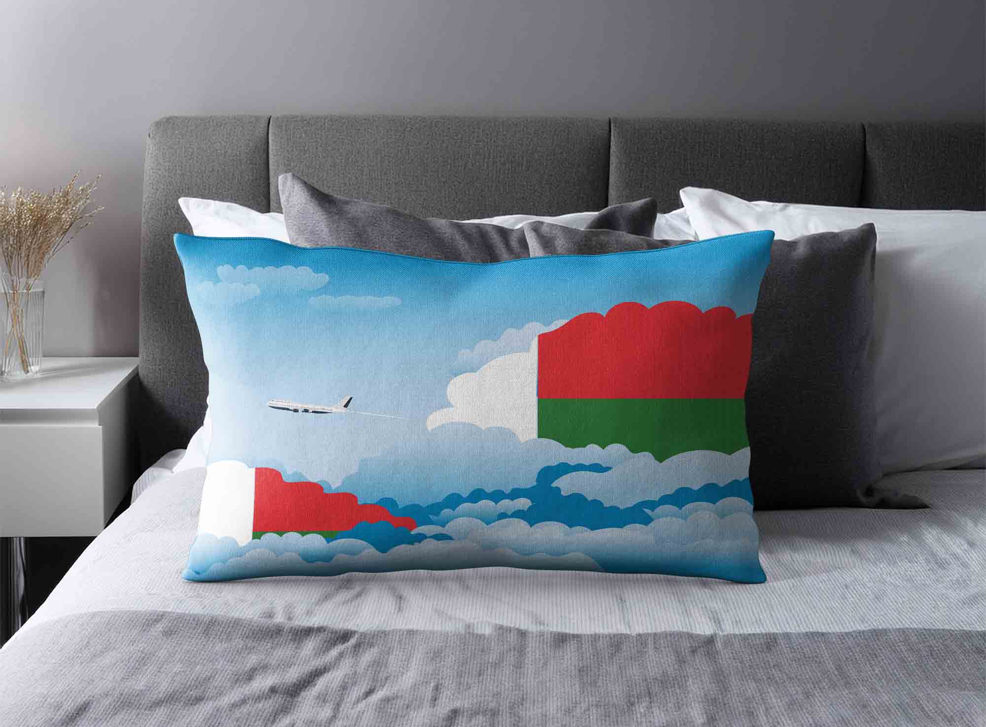 Madagascar World Airplane Day Clouds Square & Rectangle Pillow Cases | Aviation Sky Travel Decorative Throw Pillow Covers image 2