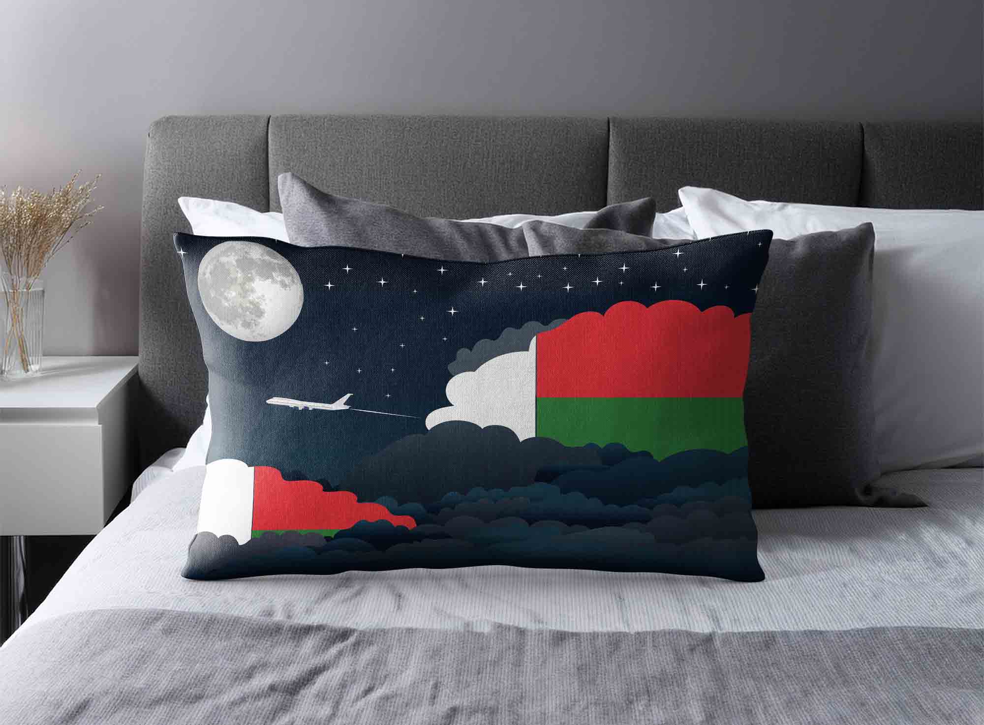 Madagascar World Airplane Night Clouds Square & Rectangle Pillow Cases | Aviation Night Sky Decorative Throw Pillow Covers image 2