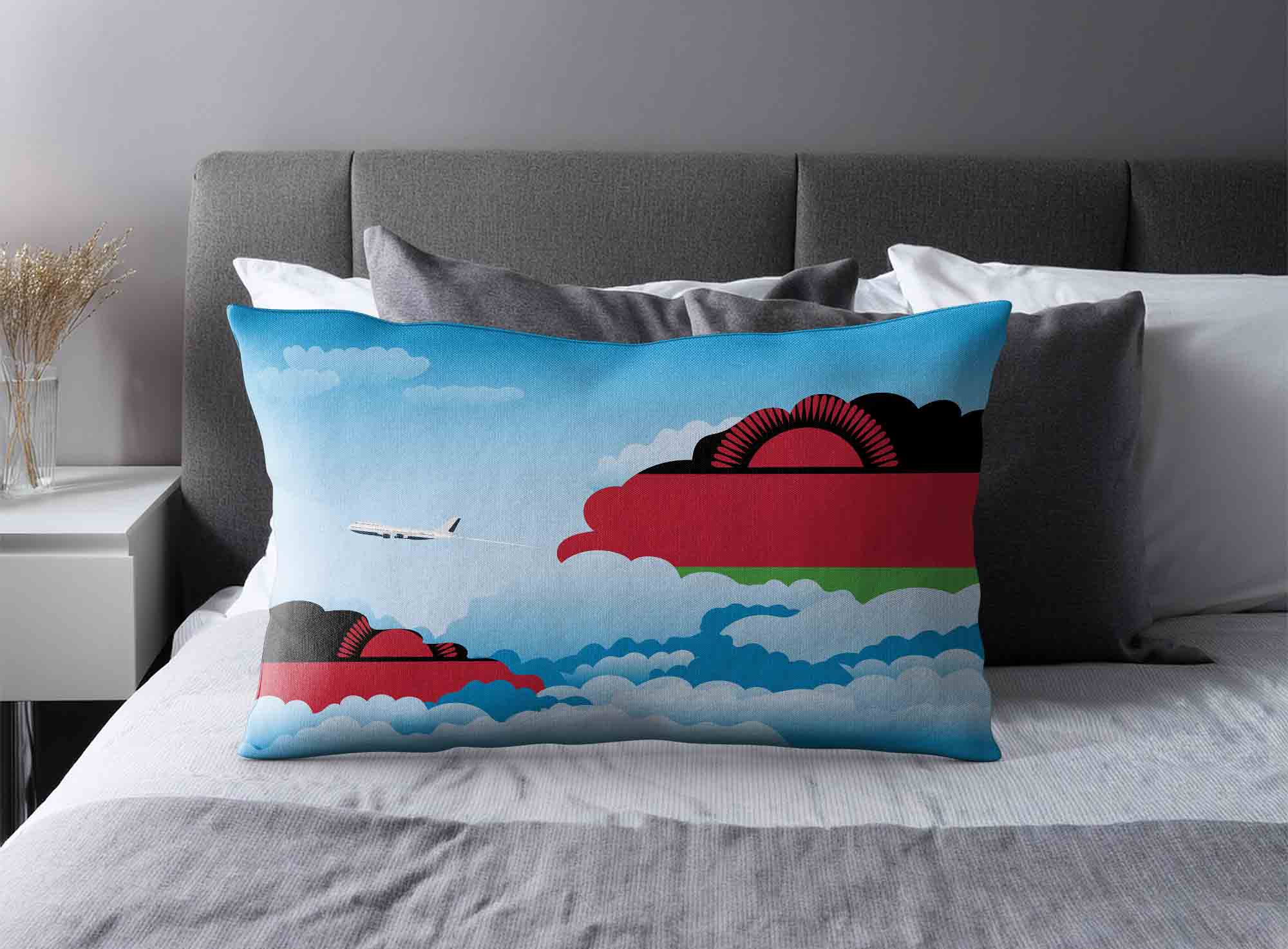 Malawi World Airplane Day Clouds Square & Rectangle Pillow Cases | Aviation Sky Travel Decorative Throw Pillow Covers image 2