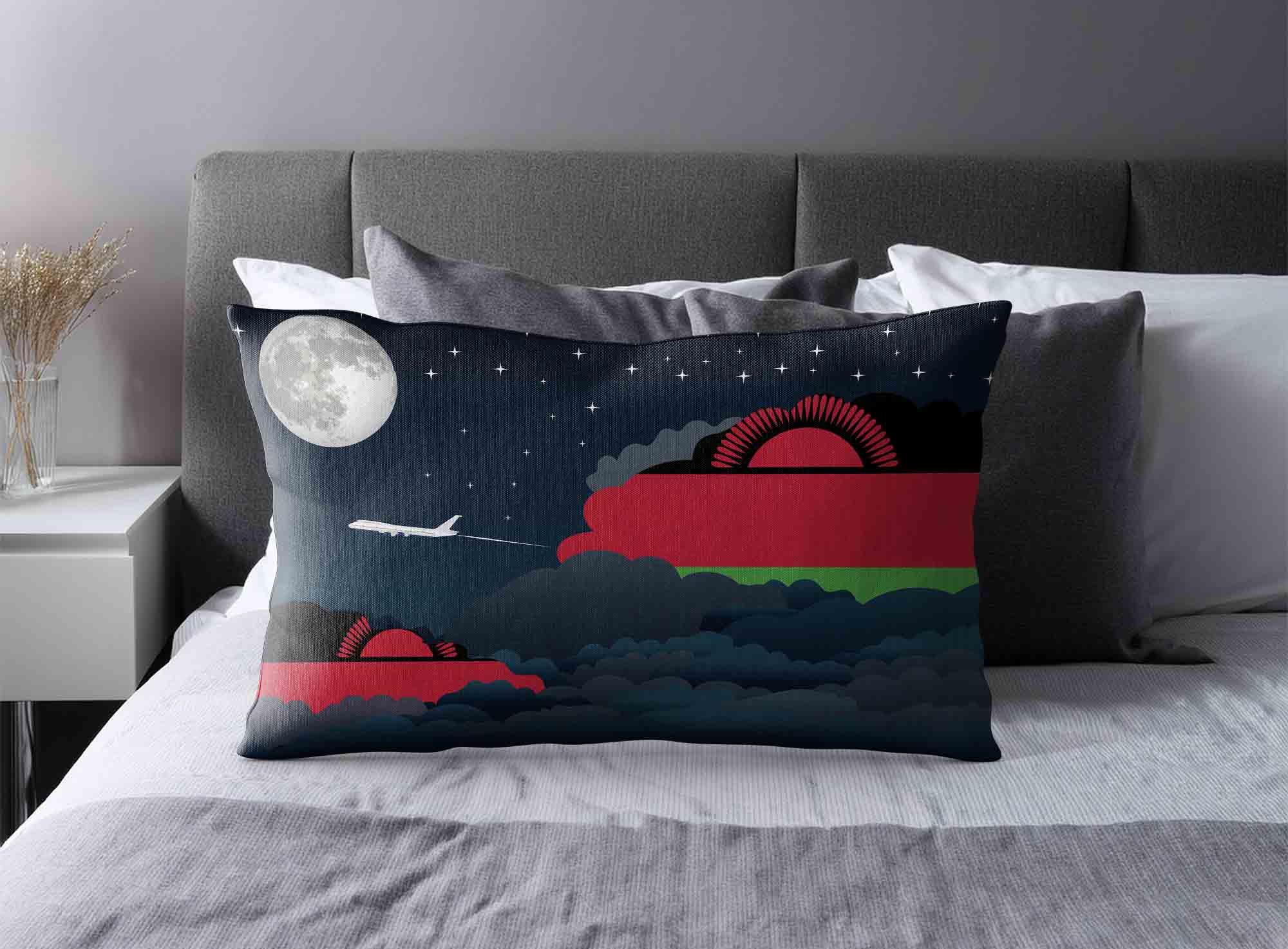 Malawi World Airplane Night Clouds Square & Rectangle Pillow Cases | Aviation Night Sky Decorative Throw Pillow Covers image 2