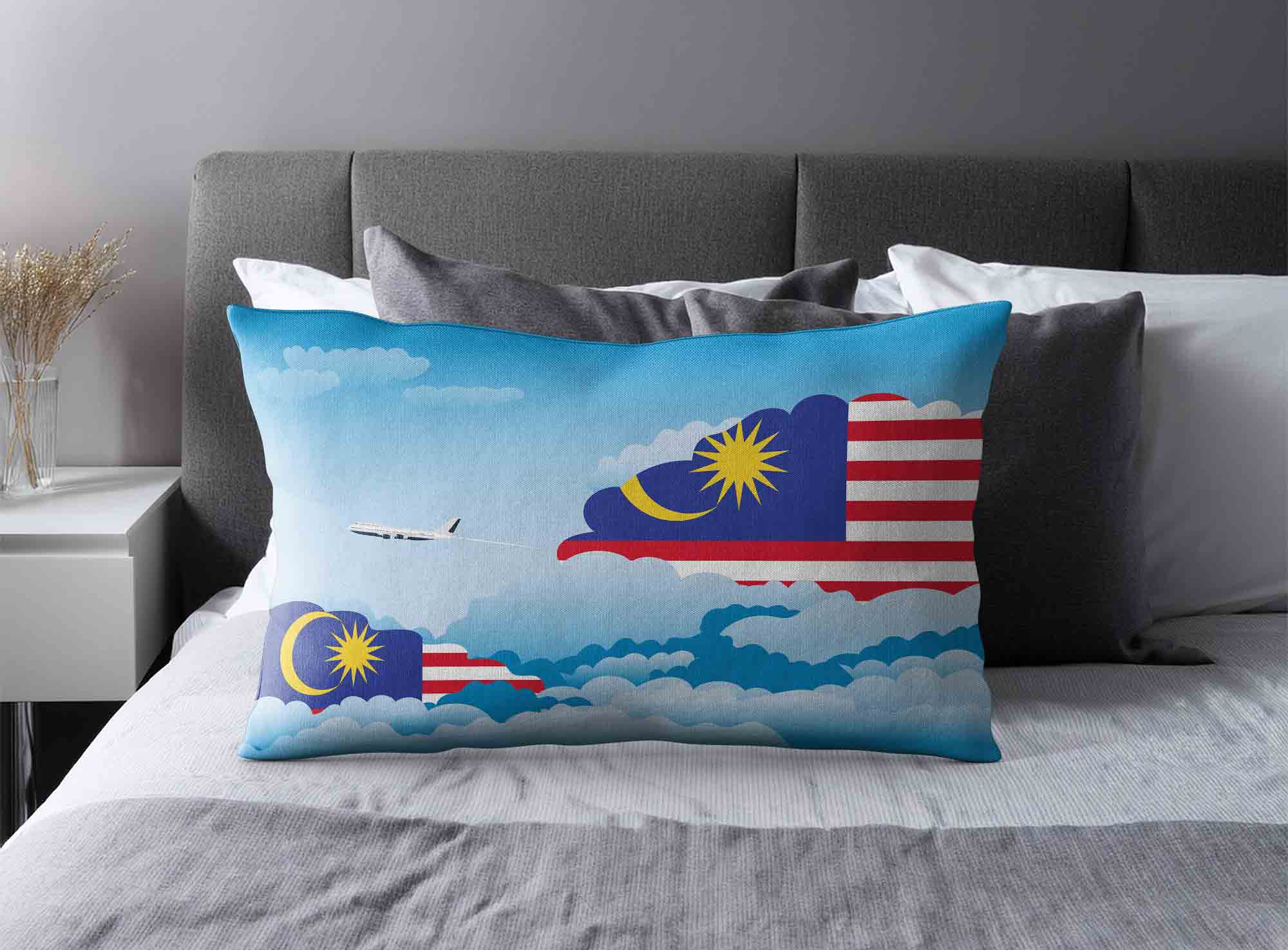 Malaysia World Airplane Day Clouds Square & Rectangle Pillow Cases | Aviation Sky Travel Decorative Throw Pillow Covers image 2