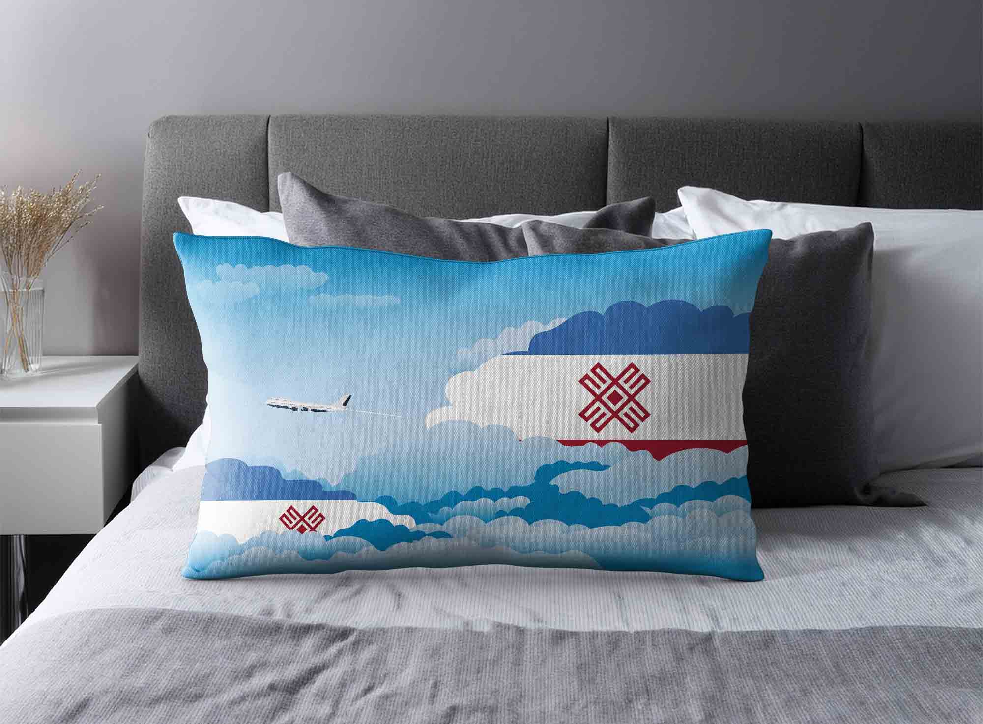 Mari El World Airplane Day Clouds Square & Rectangle Pillow Cases | Aviation Sky Travel Decorative Throw Pillow Covers image 2