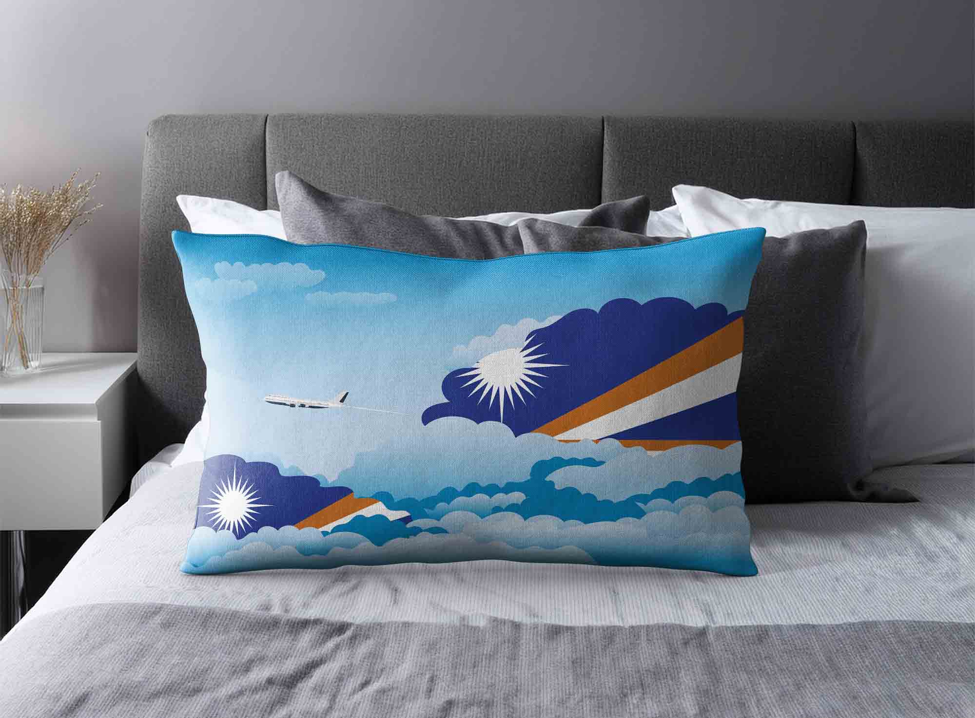 Marshall Islands World Airplane Day Clouds Square & Rectangle Pillow Cases | Aviation Sky Travel Decorative Throw Pillow Covers image 2