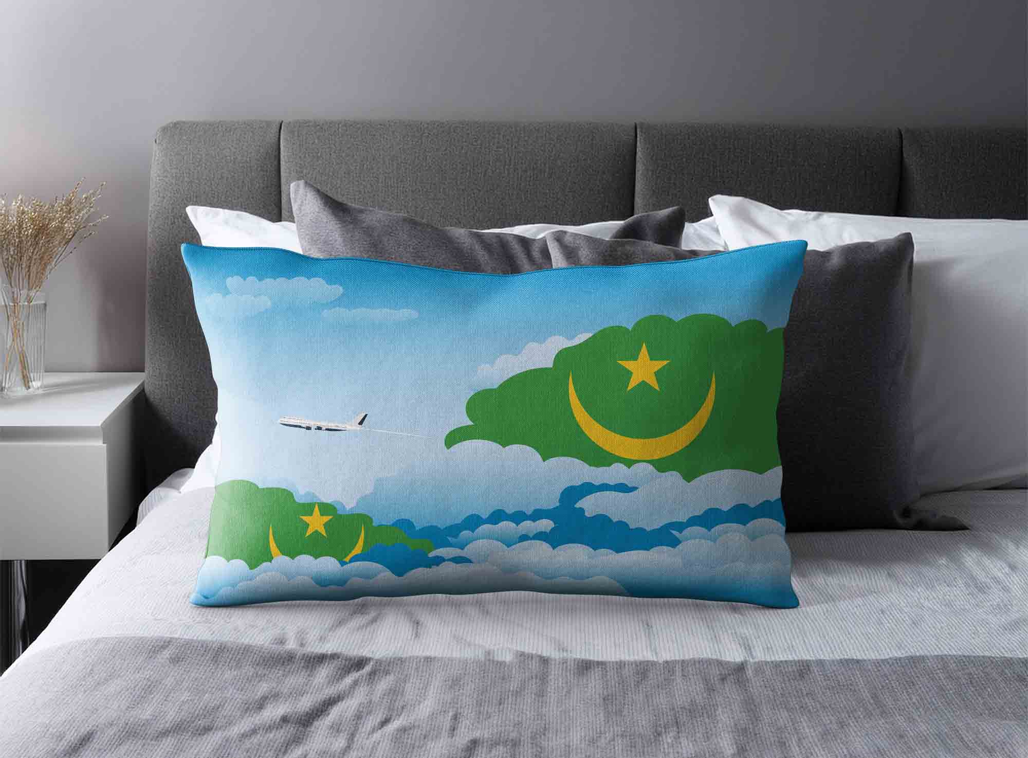Mauritania World Airplane Day Clouds Square & Rectangle Pillow Cases | Aviation Sky Travel Decorative Throw Pillow Covers image 2